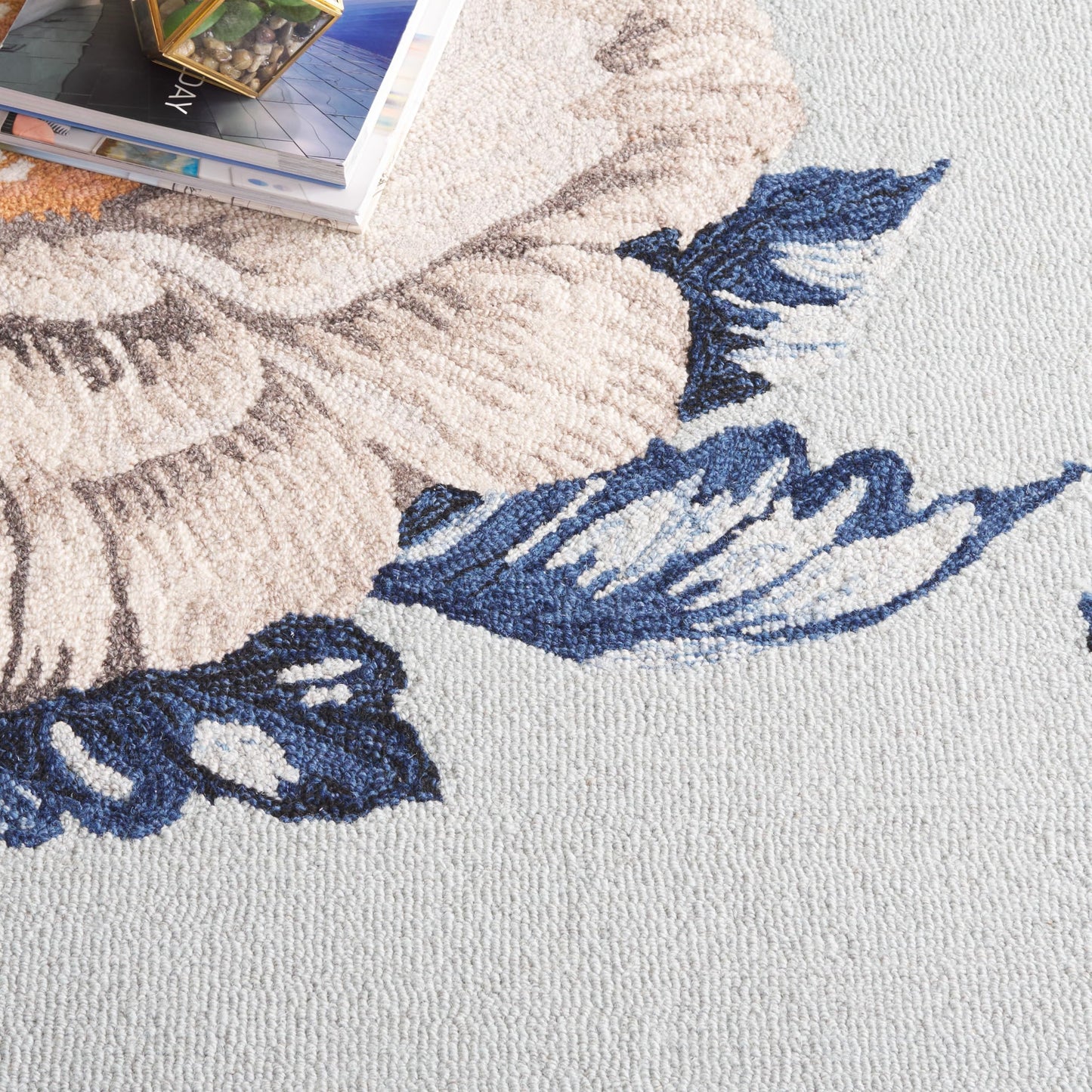 SAFAVIEH Jardin Collection Accent Rug - 3' x 5', Blue & Ivory, Floral Design, Handmade Wool, Ideal for The Living Room, Dining Room, Bedroom (JAR739M-3)