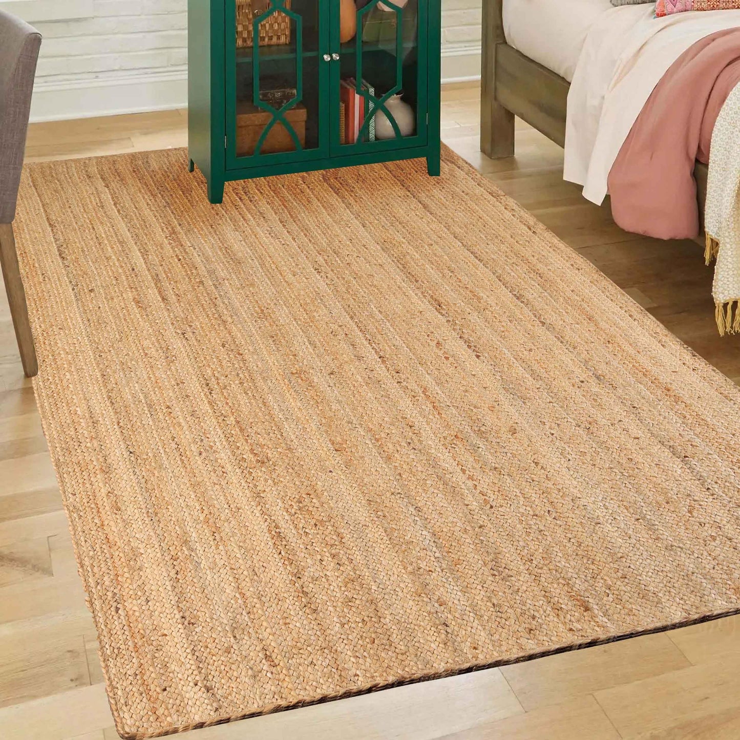 Superior Hand Woven Natural Fiber Reversible High Traffic Resistant Braided Jute Area Rug, 5' x 8'
