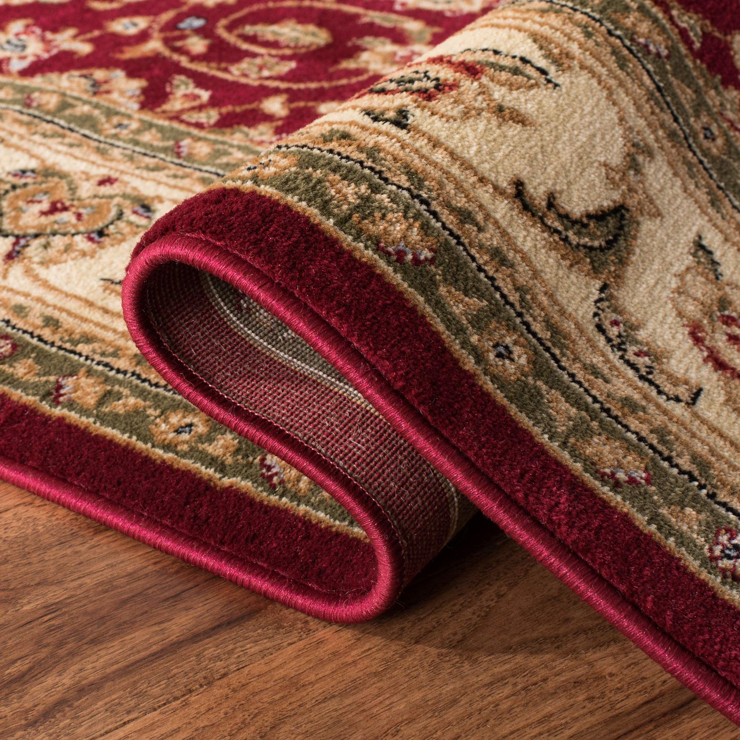 SAFAVIEH Lyndhurst Collection Area Rug - 9' x 12', Red & Ivory, Traditional Oriental Design, Non-Shedding & Easy Care, Ideal for High Traffic Areas in Living Room, Bedroom (LNH312A)