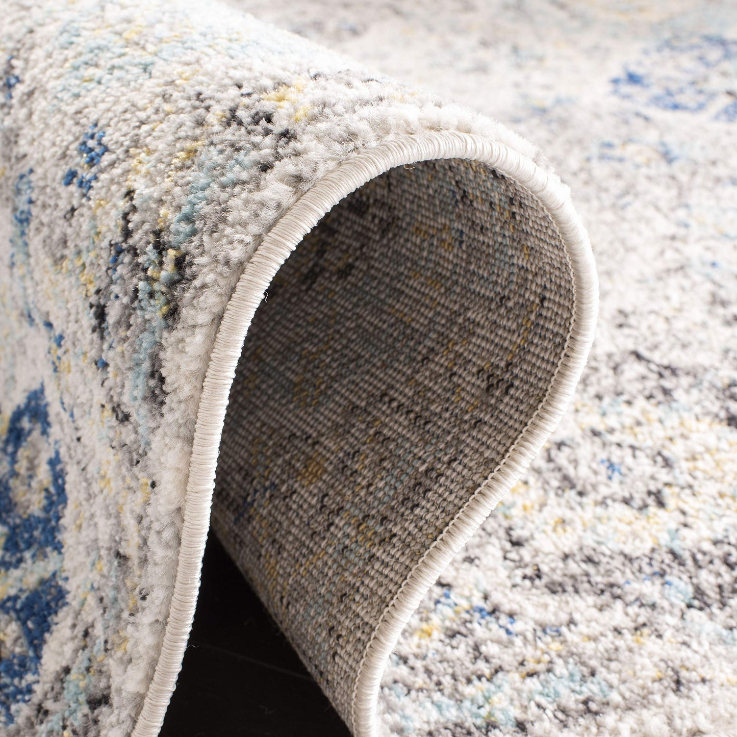 SAFAVIEH Madison Collection Runner Rug - 2'3" x 8', Ivory & Aqua, Boho Chic Distressed Design, Non-Shedding & Easy Care, Ideal for High Traffic Areas in Living Room, Bedroom (MAD611A)