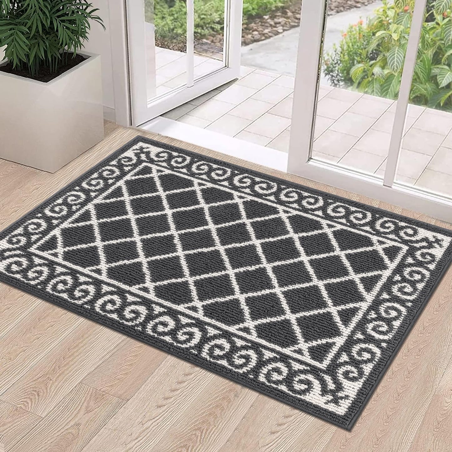 HEBE Indoor Door Mat 24"x36" Non Slip, Washable Welcome Mats for Front Door Entrance, Low Profile Dirt Trapper Doormat Entry Carpet for Entryway, Kitchen, Bathroom