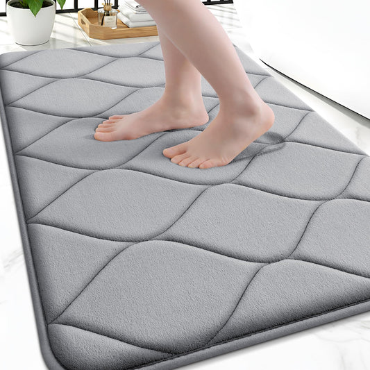 Smiry Memory Foam Bath Mat 36''x24'', Ultra Soft Non-Slip Bathroom Rug, Plush Water Absorbent Quick Dry and Machine Washable Floor Mat for Shower, Tub & Home Decor, Grey