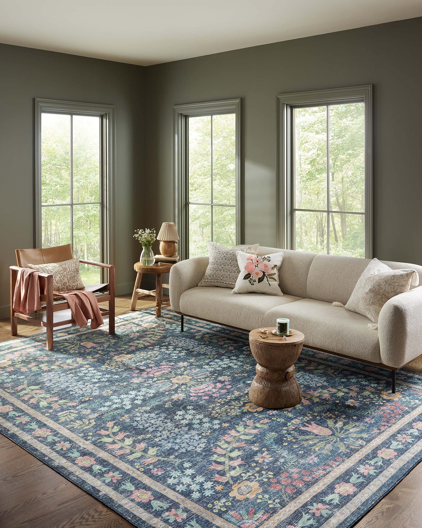 Loloi Rifle Paper Co. Maison Collection MAO-06 Blue/Multi 7'-6" x 9'-6", .19" Pile Height, Area Rug