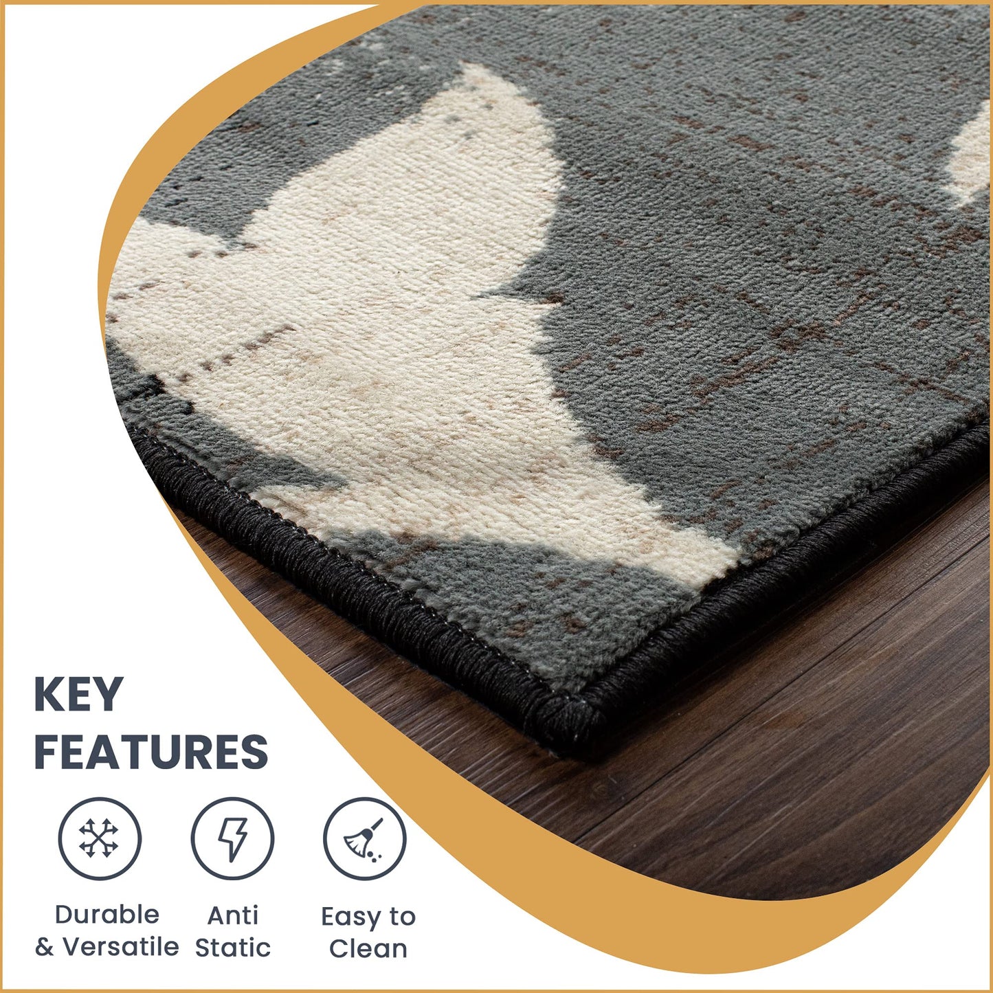 Superior Indoor Area Runner, Jute Backed, Perfect for Hallway, Entryway, Office, Living/ Dining Room, Bedroom, Kitchen, Floor, Modern Floral Decor, Pastiche Collection, 2' 7" x 8', Beige