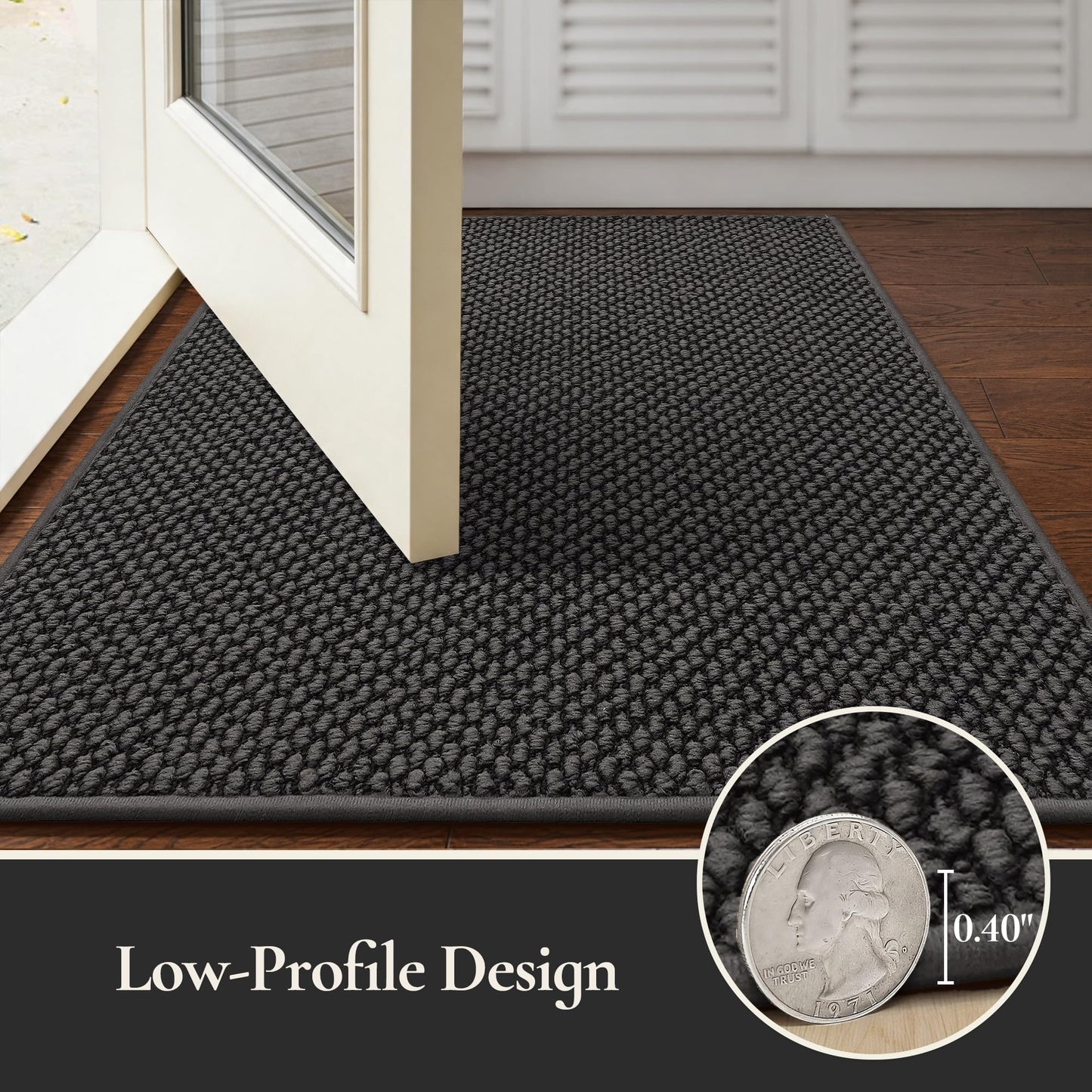 MatMaven Dirt Trapper Door Mat 20"x 32",Non Slip Washable Doormat,Stain Resist and Absorbent Welcome Mat,Dog Door Mats,Low Profile Entrance Floor Mats for Front Back Door,Dark Grey