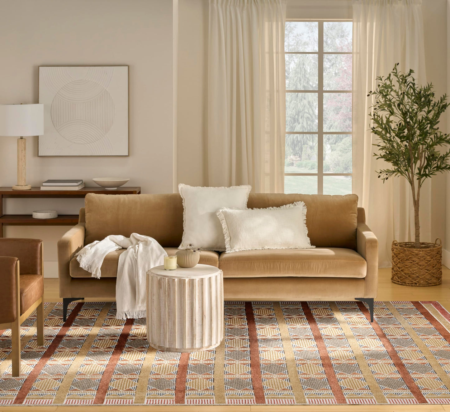 Nourison Home Nordic Rust Multicolor 8' x 10' Area Rug - Easy Clean, Non Shedding, Bed Room, Living Room, Dining Room, Kitchen (8' x 10')