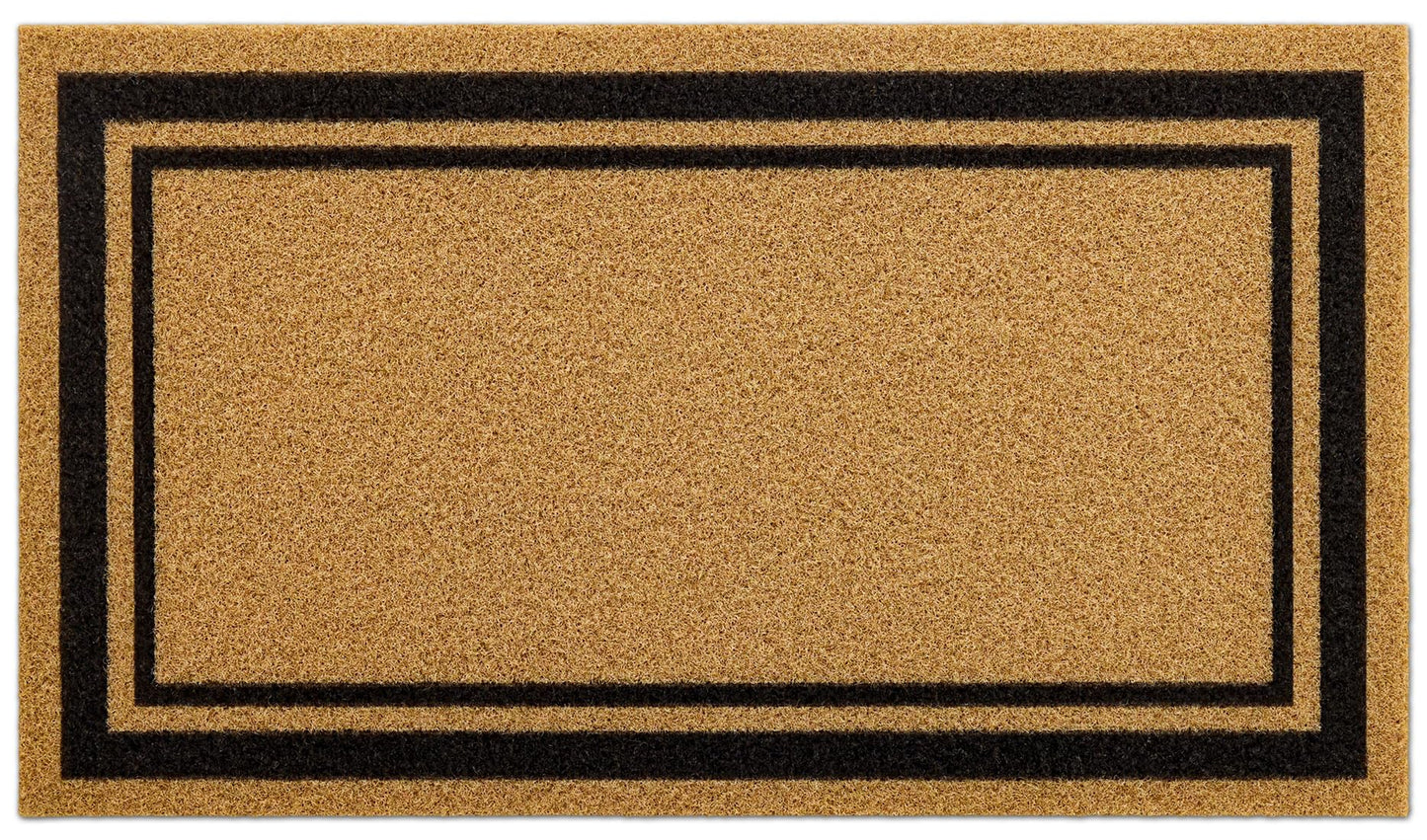 OLANLY Front Door Mat, Low Profile Doormat, Stain and Fade Resistant, Easy to Clean, for Indoor and Outdoor Entrances, Patio Porch or Entryway, Brown (30x17 Inch, Classic Border)