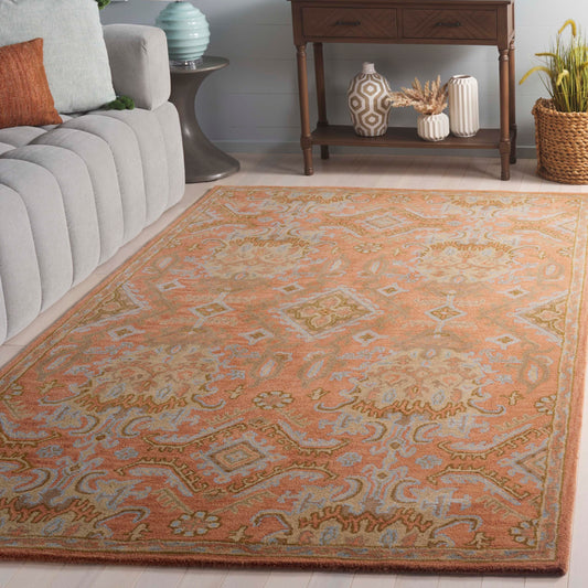 SAFAVIEH Wyndham Collection Accent Rug - 4' x 6', Terracotta, Handmade Modern Wool, Ideal for High Traffic Areas in Entryway, Living Room, Bedroom (WYD203A)