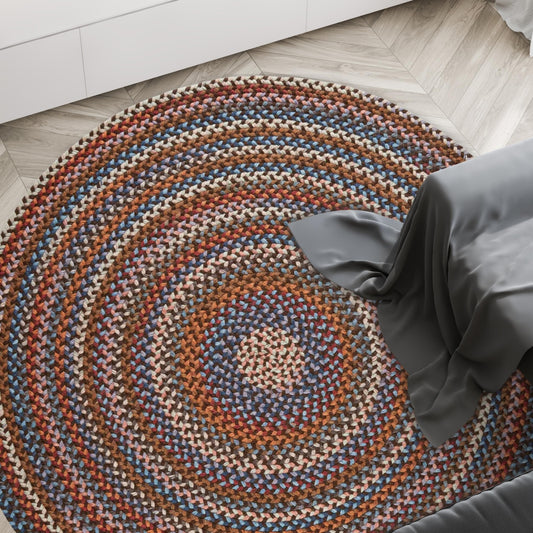 Rhody Rug Astoria AS32 Walnut 6' x 6' Round - Durable Braided Area Rug, Home Decor, Floor Mat or Bedroom Rug - Easy Care, Ideal for High Traffic Areas - Made in USA