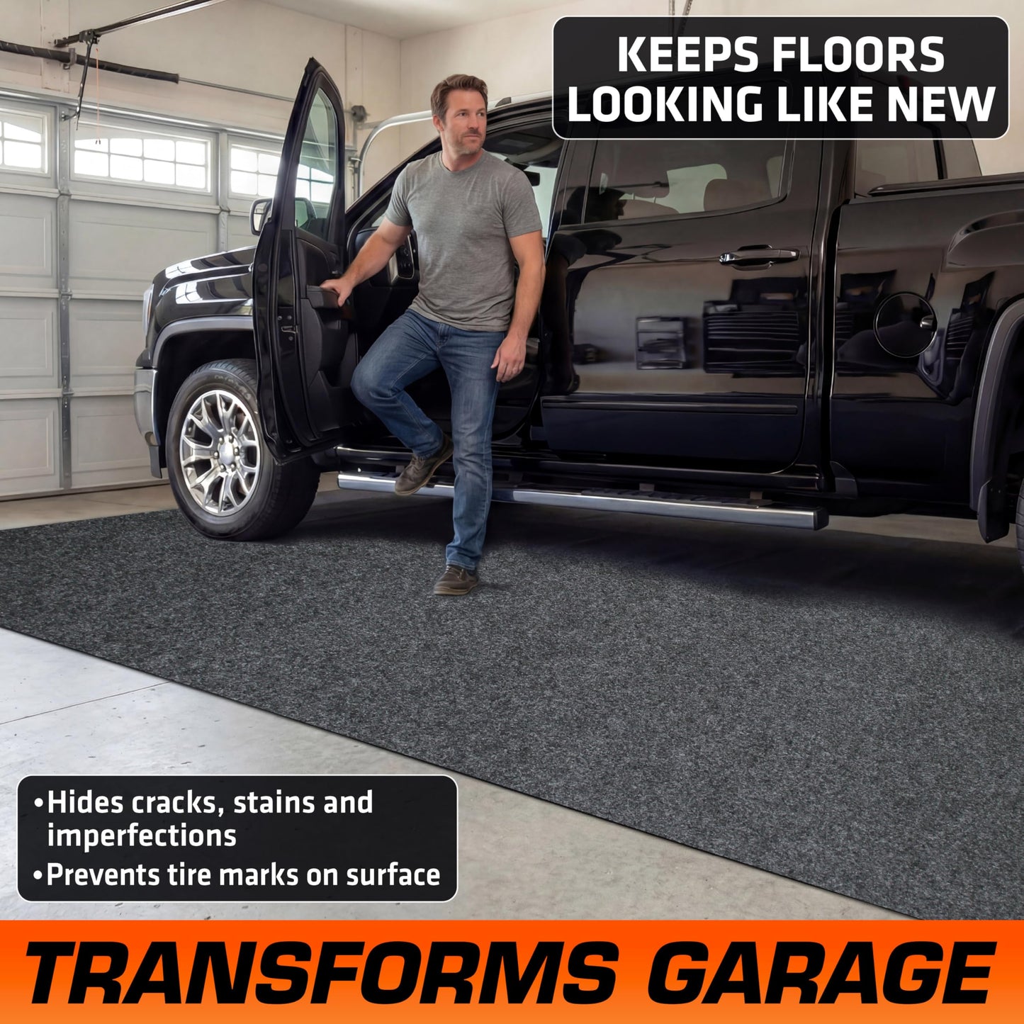 Armor All Jumbo XXL Garage Floor Mat (22' x 8'10"), Waterproof Garage Flooring, Absorbent, Premium Oil Spill Resistant Garage Pad, Durable, Protects Surfaces (Includes Double Sided Tape) (USA Made)
