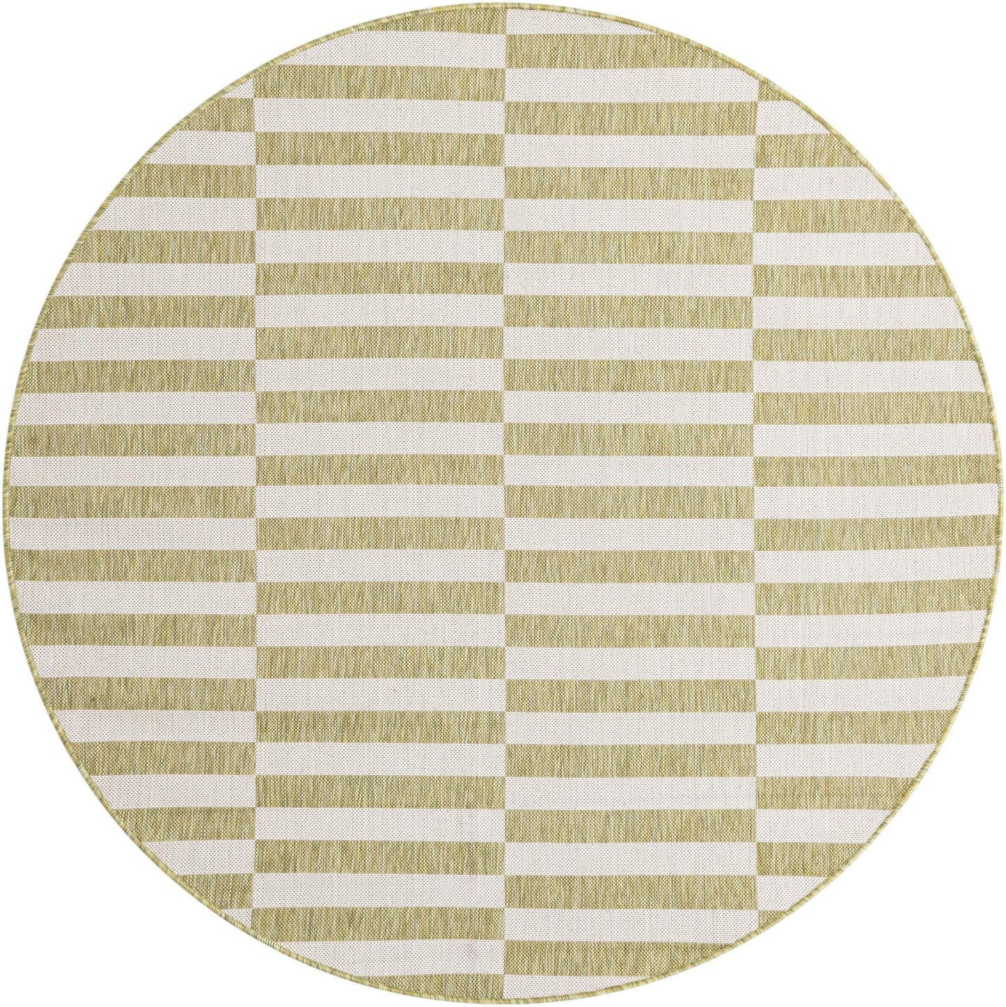 Unique Loom Outdoor Striped Collection Area Rug - Striped (6' 1" Round Green/Ivory)