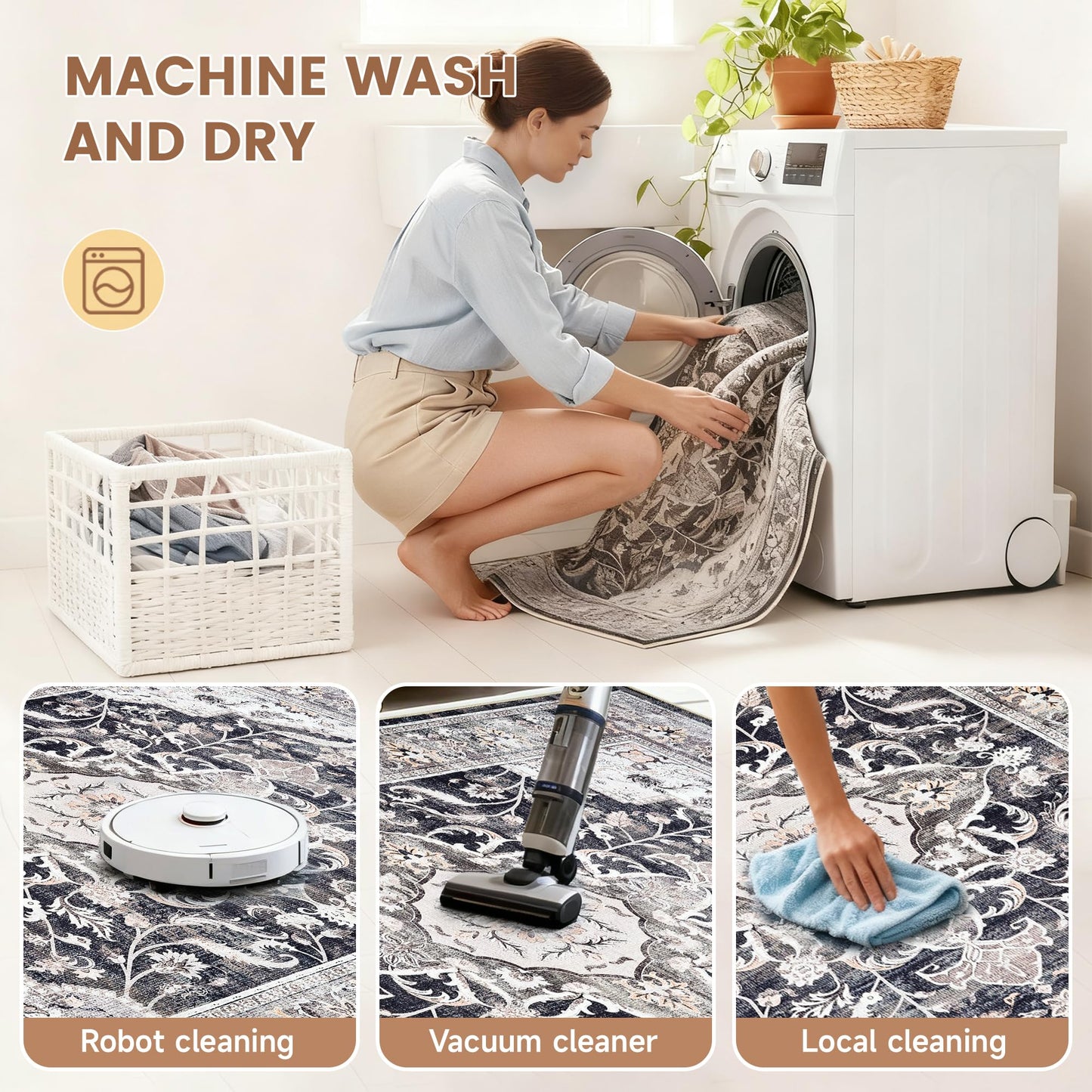 Office Chair Mat for Hardwood Tile Floor, 36"x48"Anti-Slip Under Desk Carpet Protector for Rolling Computer Chair Mat, Machine Washable Office Area Carpet (Chenille,Brown)