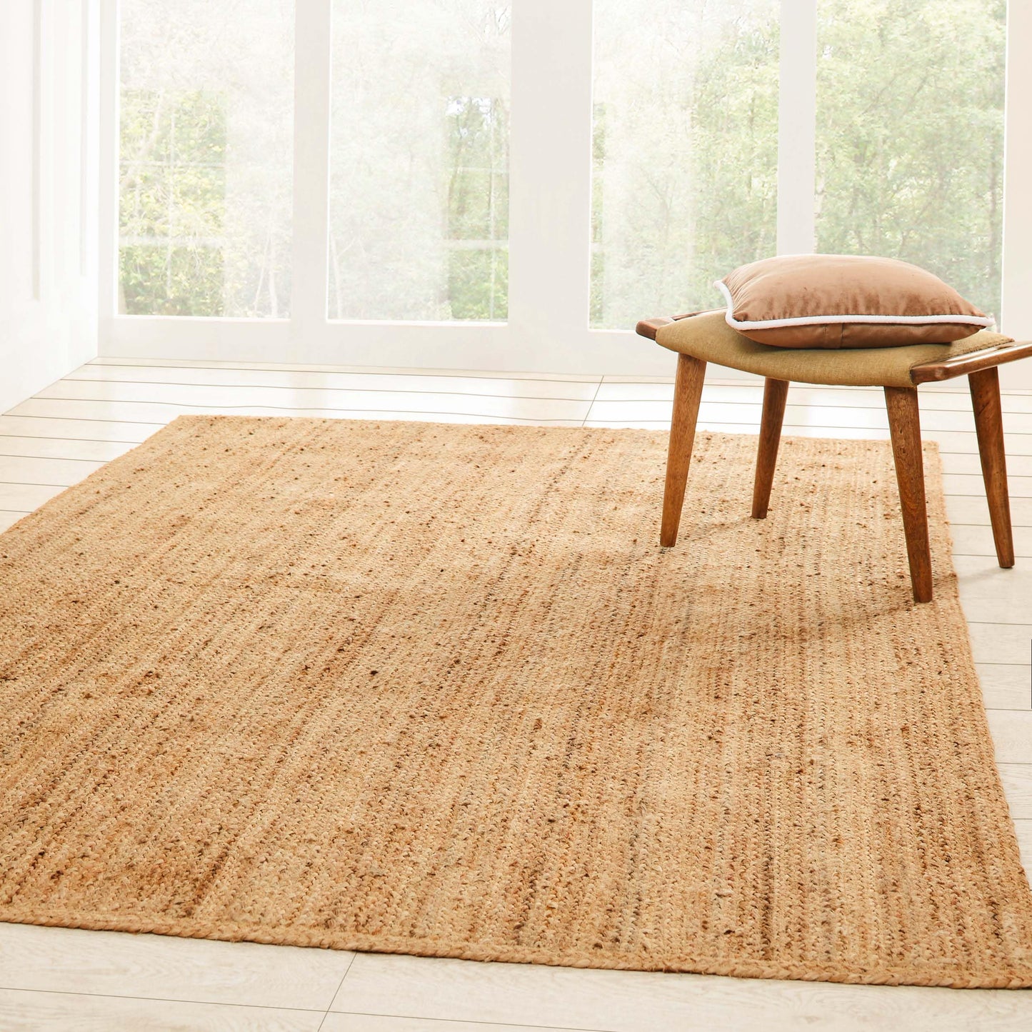 Superior Hand Woven Natural Fiber Reversible High Traffic Resistant Braided Jute Area Rug, 5' x 8'