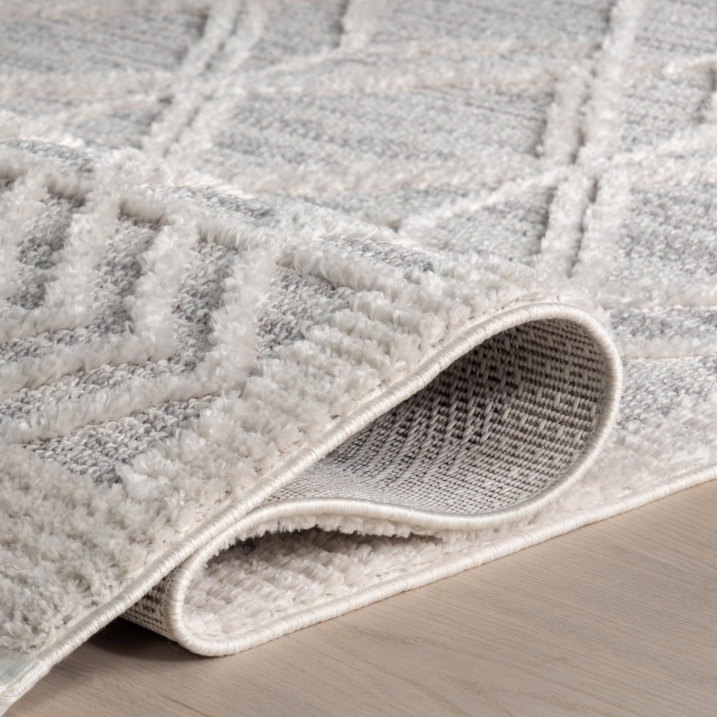 nuLOOM 7x9 Ansley Moroccan Tassel Area Rug, Light Grey, High-Low Textured Bohemian Design, Plush High Pile, Stain Resistant, For Bedroom, Living Room, Hallway, Entryway