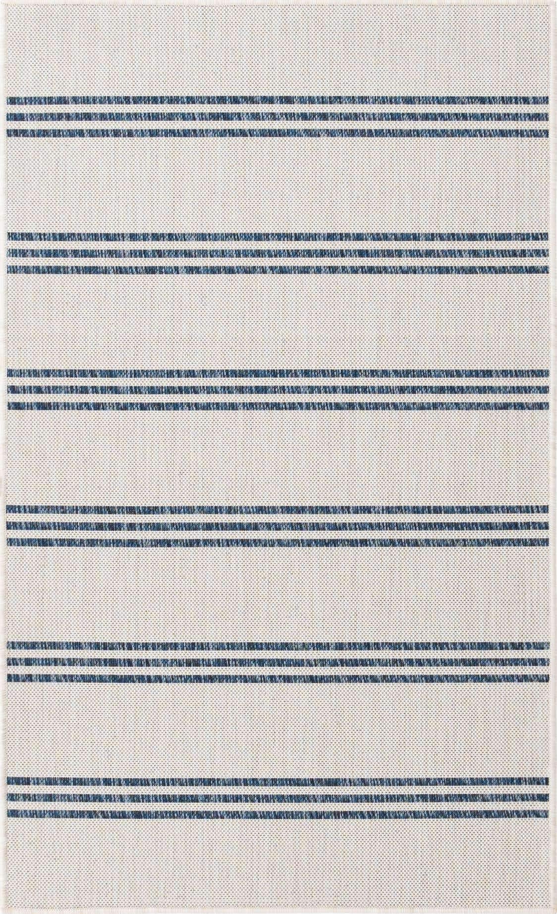 Unique Loom Outdoor Collection Area Rug - Anguilla (3' 3" x 5' 3" Rectangle, Ivory/ Blue)