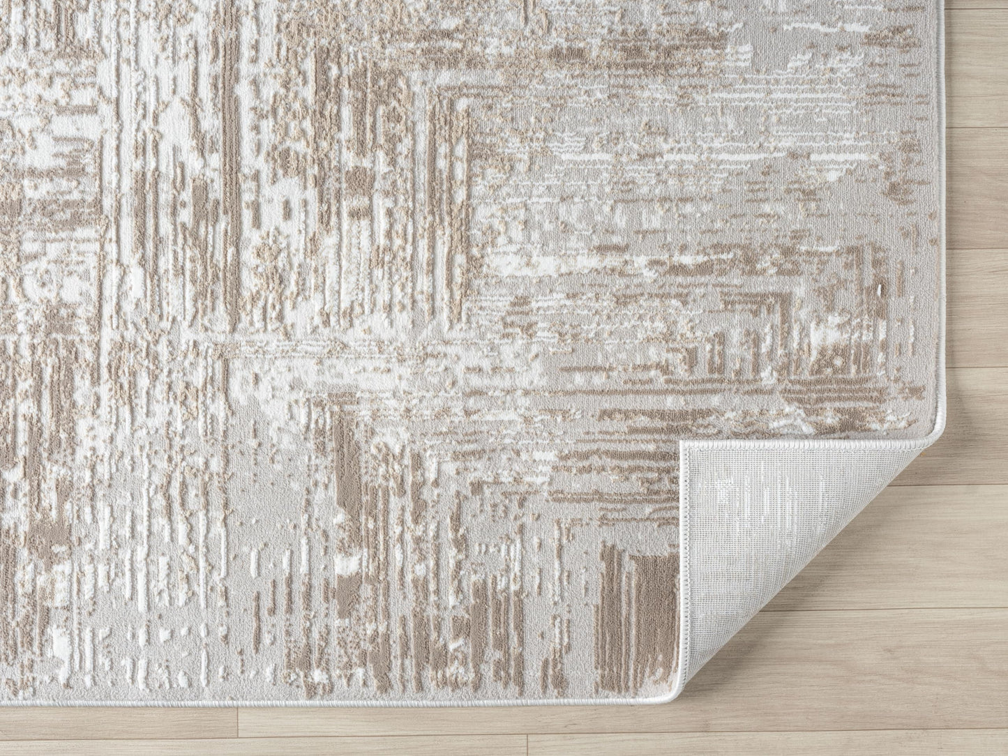 RUGGERRUGS Amy Modern Abstract Area Rug for Living Room, 4x6 Contemporary Textured Geometric Beige Neutral Rug, Stain Resistant Non-Shedding Carpet for Bedroom, Dining Room or Kitchen (4' x 6', Beige)
