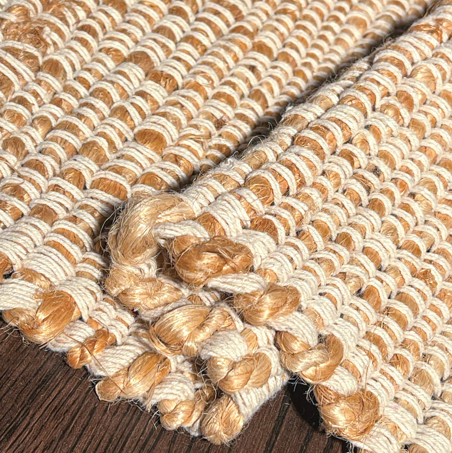 Chardin home 2x5 Jute Cotton Hand Woven Runner Rug, Natural Jute Braided Hallway mat, Boho, Rustic, Farmhouse, Vintage, Reversible Natural Fiber Rugs for Bedroom, Living Room, Kitchen,entryway