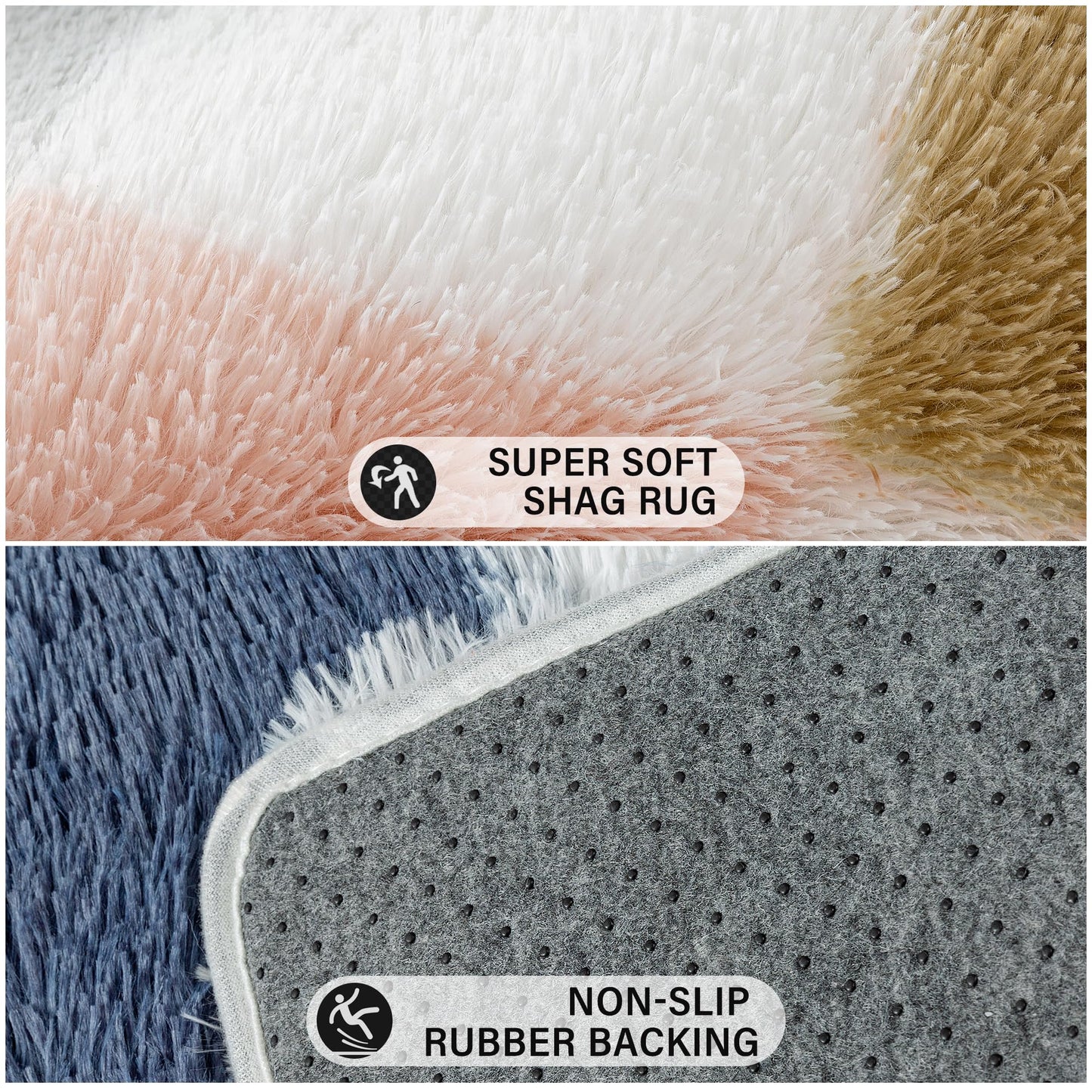 PureCozy Checkered Rug 8x10 for Living Room, Modern Rainbow Shag Rug Washable Non-Slip Large Area Rug Super Soft Indoor Fuzzy Carpet Fluffy Rugs for Bedroom Home Aesthetic Decor