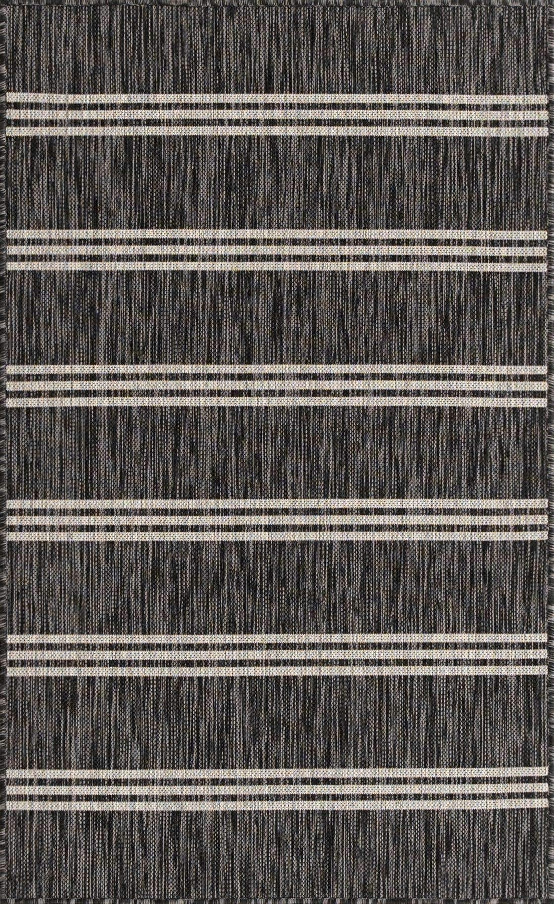 Unique Loom Jill Zarin Outdoor Collection Area Rug - Anguilla (3' 3" x 5' 3" Rectangle, Charcoal/ Ivory)