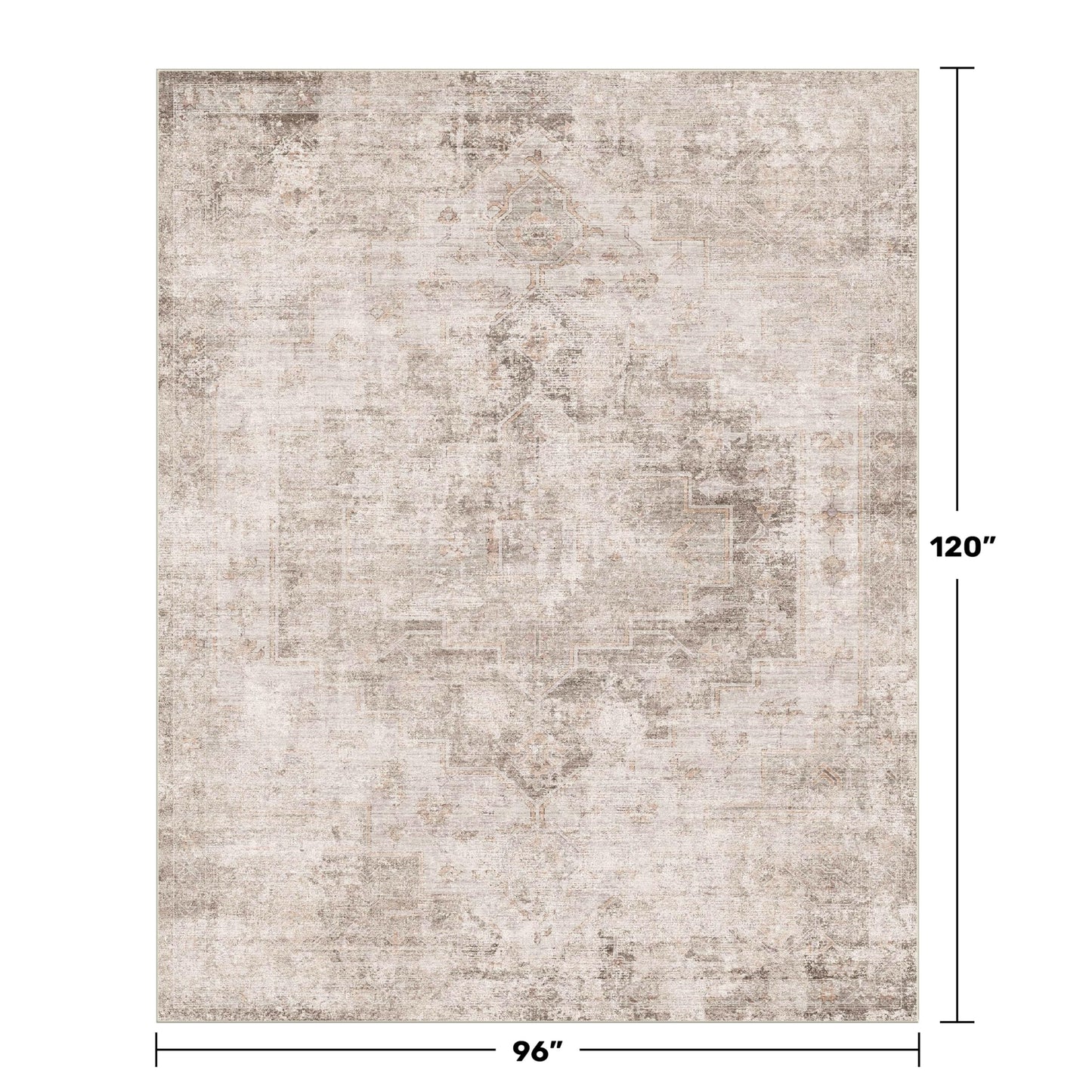 Hazo Haus Farmhouse Area Rugs for Living Room, 8x10 Washable Abstract Rug for Bedroom, Dining Room Under Table and Home Office, Ultra-Soft Low Pile Design, Stain Resistant (Beige/Brown/Peach)