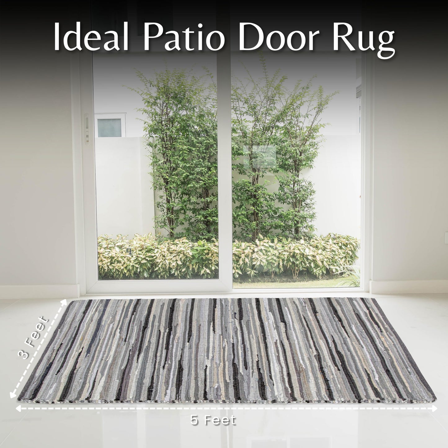 Ramanta Home Hand Woven 100% Cotton Rag Rug 3'x5' - Charcoal, Recycled Rugs, Boho Farmhouse Rugs for Living Room, Dinning Room, Kitchen, Entryway, Bedroom Rug - 36"x60"