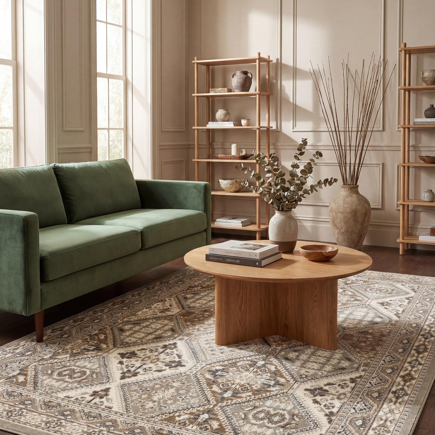 nuLOOM 8x10 Becca Traditional Tiled Area Rug, Taupe, Faded Transitional Design, Stain Resistant, For Bedroom, Dining Room, Living Room, Hallway, Office, Kitchen, Entryway