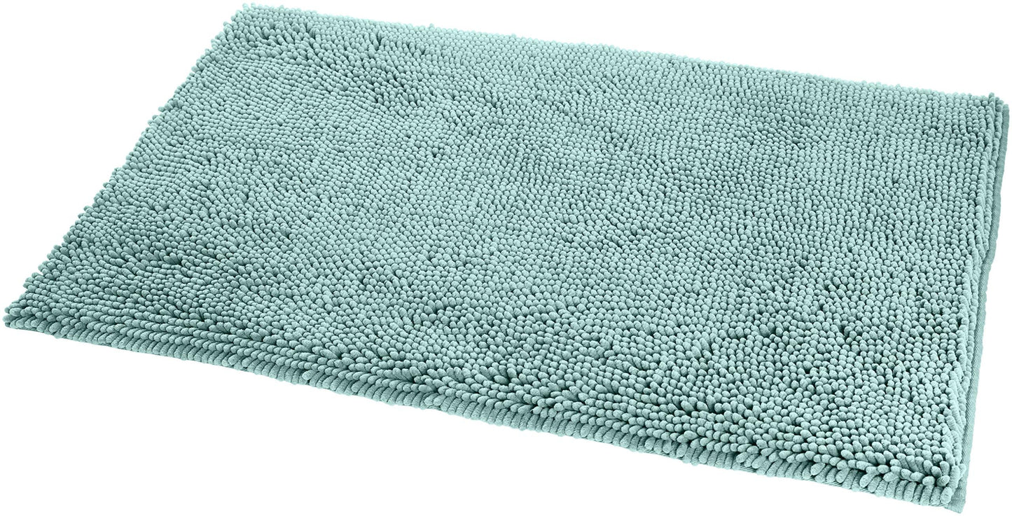 Amazon Basics Bathroom Rugs, Extra Soft Absorbent Shag Bath Rugs, Non-Slip Backing, Quick Drying, Machine Washable, Plush Comfort for Bathroom Floor, Tub and Shower, 21" x 34", Seafoam Green