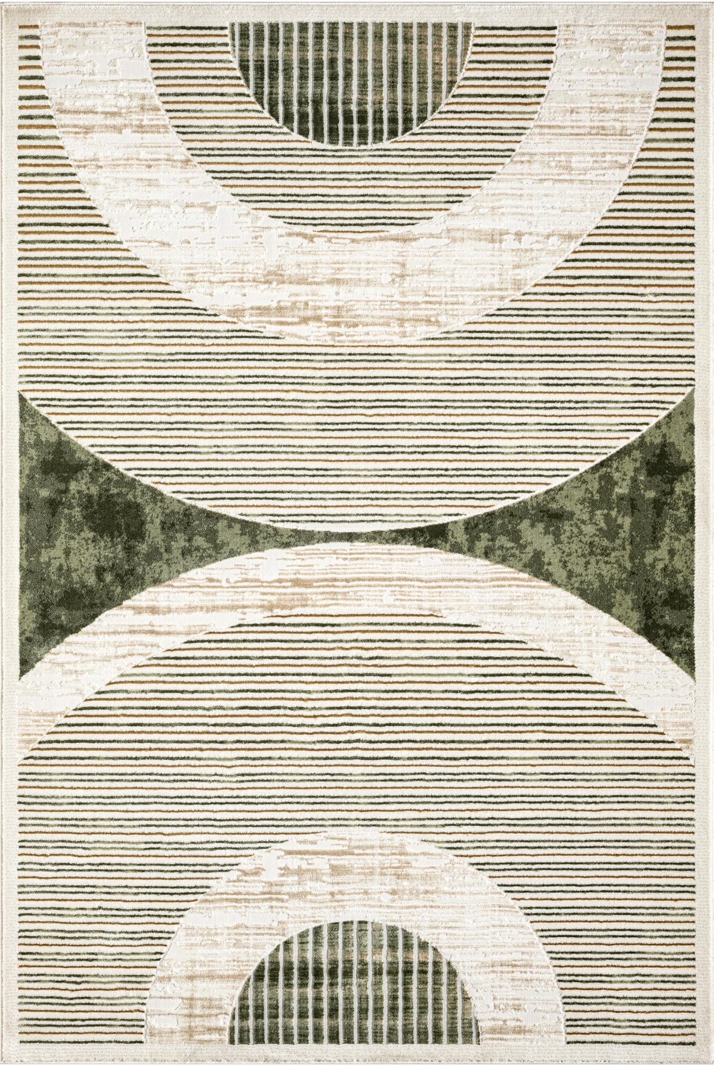 Abani Mid-Century Green Arch Washable Area Rug – 5' x 8' – Modern Geometric Design – Ivy Collection – Non-Shedding, Easy to Clean – Durable for High Traffic Areas – Living Room, Bedroom & Office