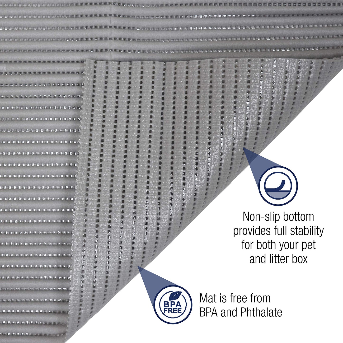 Fresh Kitty Durable XL Jumbo Foam Litter Mat – Phthalate and BPA Free, Water Resistant, Traps Litter from Box, Scatter Control, Easy Clean Mats – Gray, Model Number: 9051