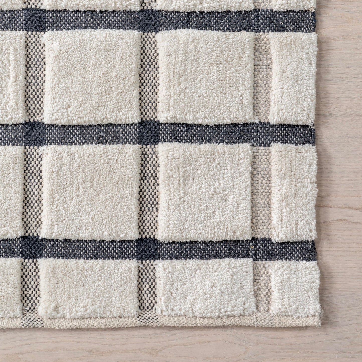 Rugs USA Rowena Checked Wool Area Rug, 8'6" x 11'6", Ivory