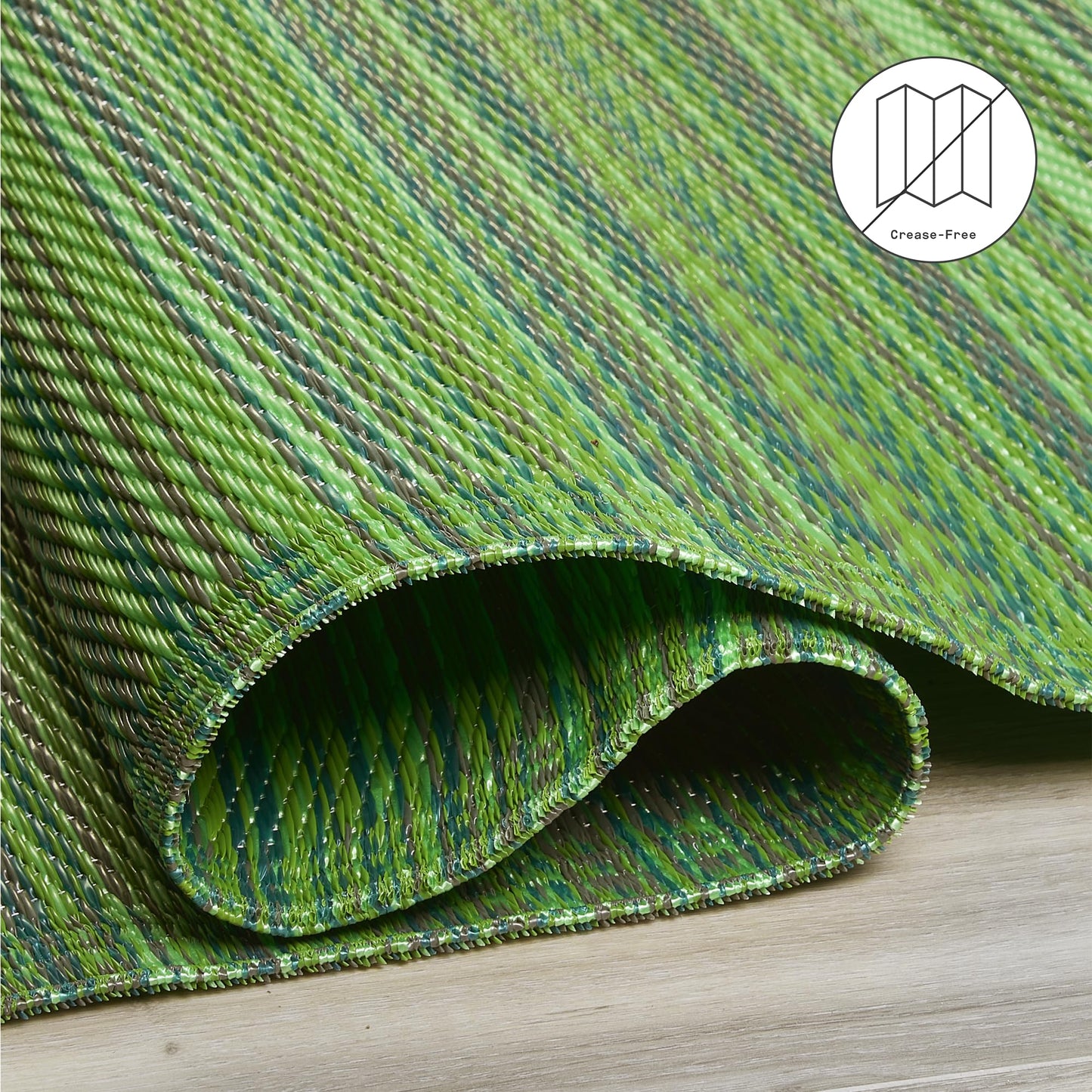 Fab Habitat Outdoor Rug - Waterproof, Fade Resistant, Crease-Free - Premium Recycled Plastic - Striped - Patio, Porch, Deck, Balcony - Cancun - Green - 5 x 8 ft