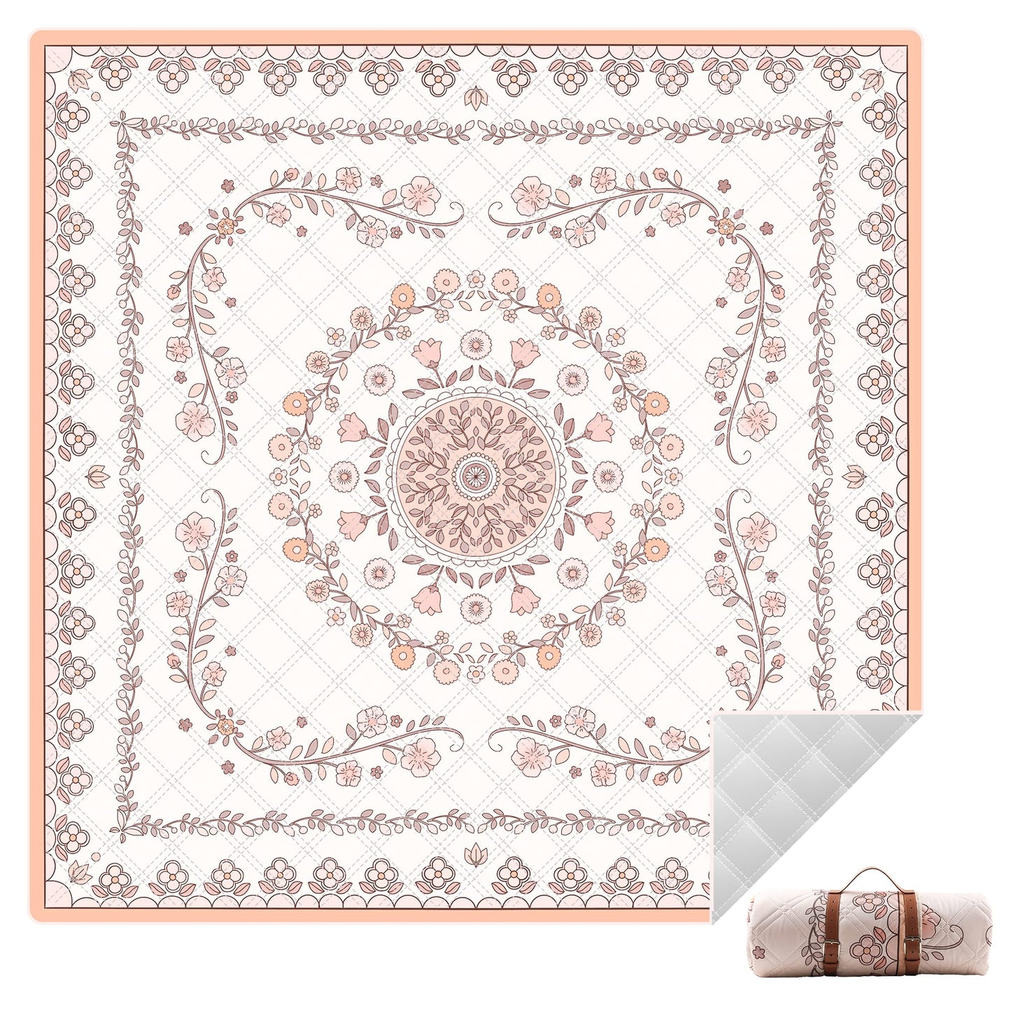 aoole Boho Picnic Mat, 79" x 79" Extra Large Outdoor Picnic Blanket, Washable Foldable Portable Blanket for Beach/Camping/Concerts