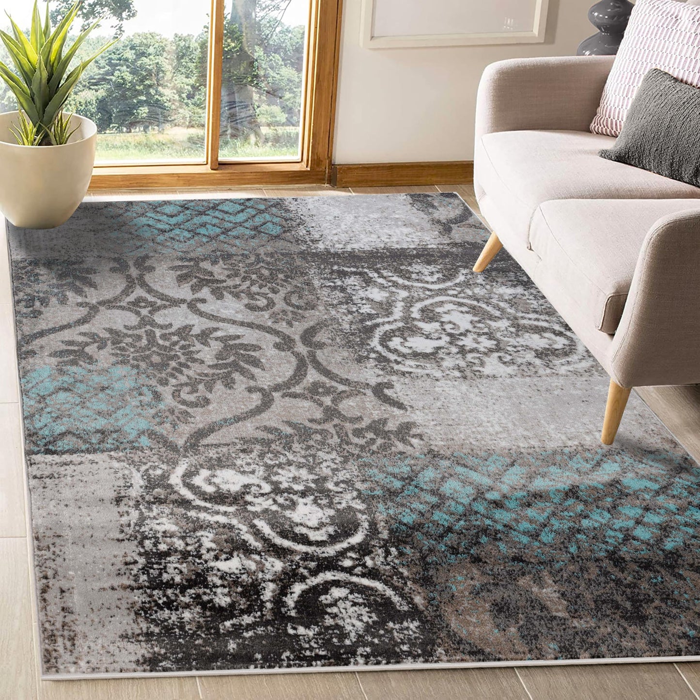 Superior Indoor Modern Abstract Area Rug, 3'x5', Rivulet