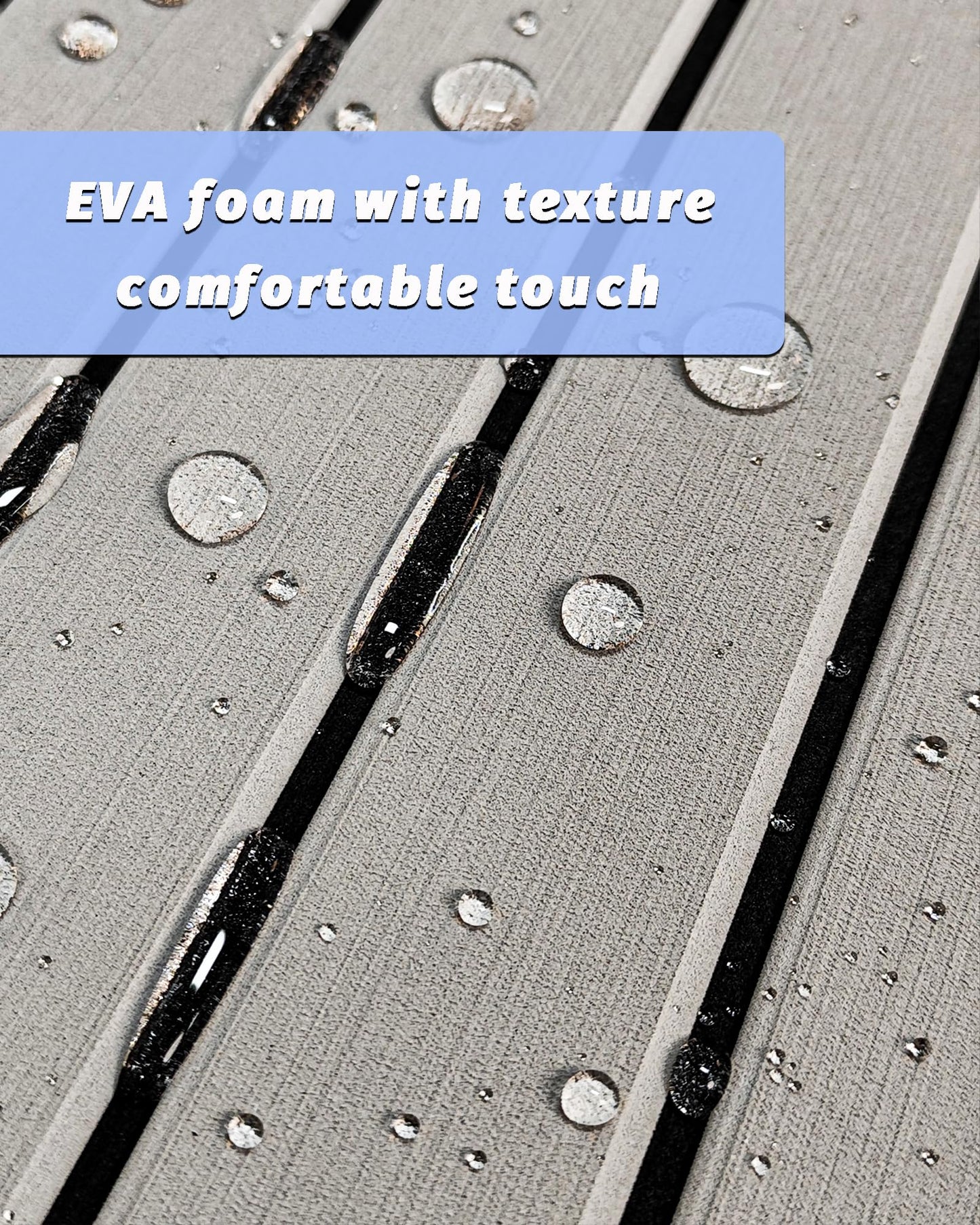 KXKZREN EVA Foam Boat Decking with 3M Adhesive Backing - Strong Self-Adhesive Faux Teak Flooring Sheet 47.2" x 11.8" Anti-Slip Marine Mats for Motorboat Jon Boats Yacht Kayak