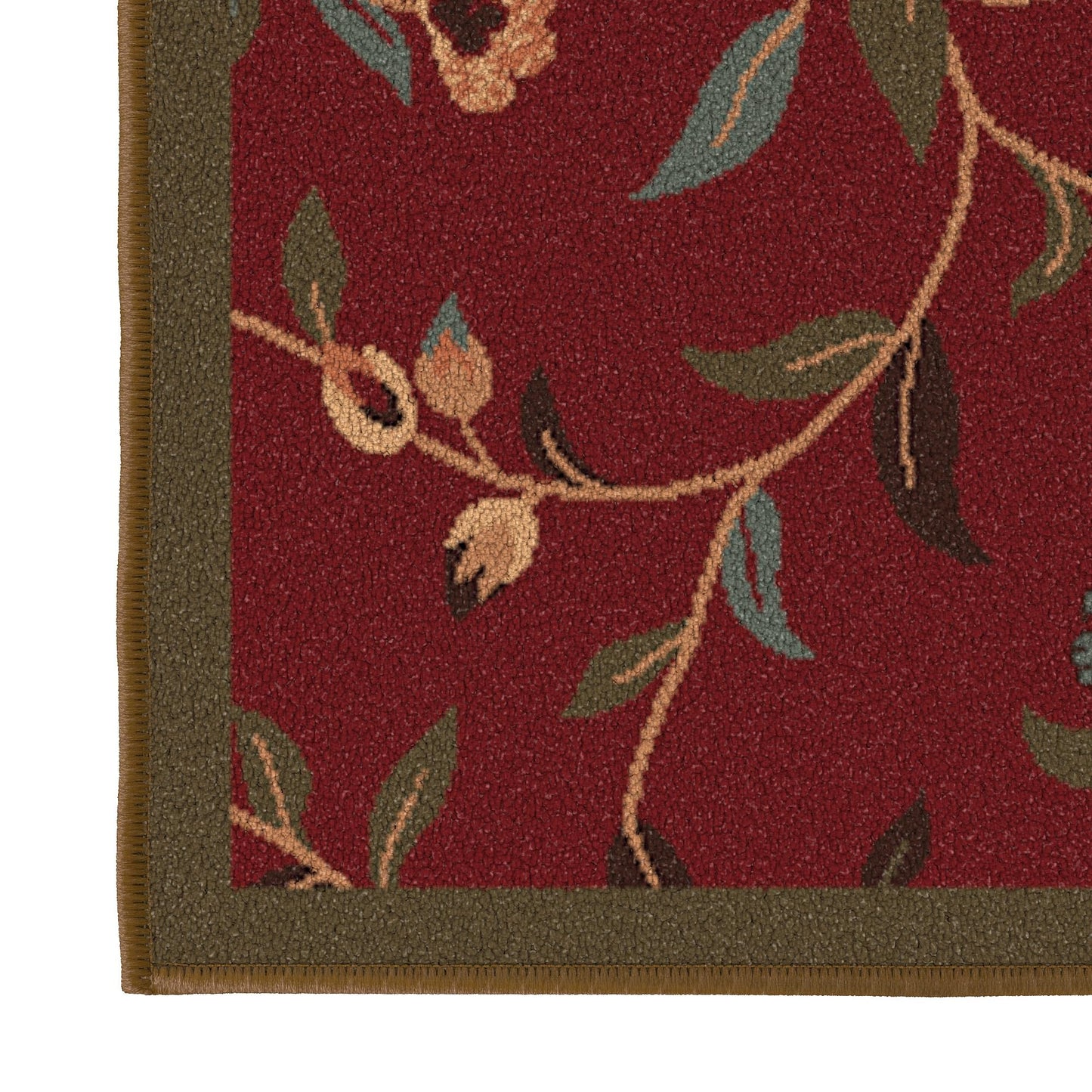 Ottomanson Accent Rug – Non Slip Low Pile Small Rug for Entryway, Bedroom, Bedside & Coffee Table Areas, 2'7" x 4', Floral Red