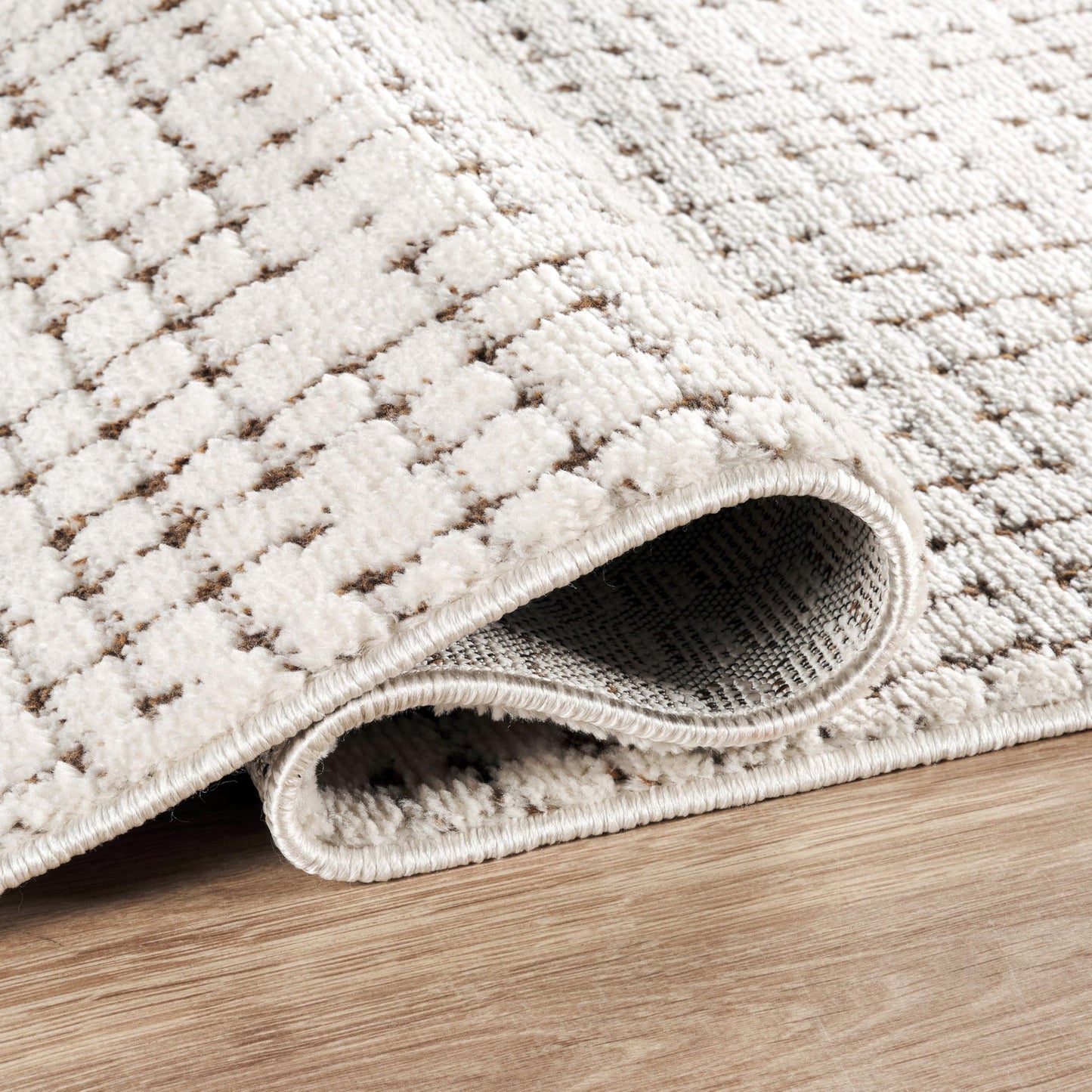 Abani Cream/Brown Area Rug – 5' x 8' – Oliver Collection – Crosshatch Pattern – Non-Shedding, Easy to Clean – Durable for Living Room, Bedroom, or Office, Pet & Child Friendly