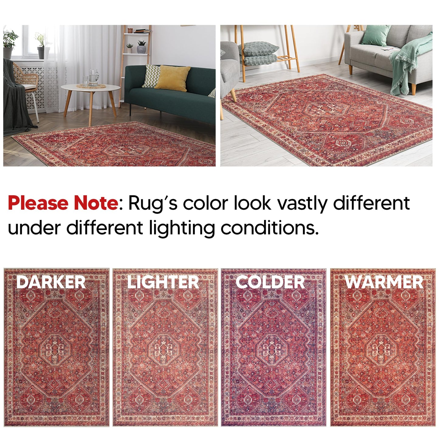 Keen Home Design 5x7 Rug - Machine Washable Area Rug with Non-Slip Backing, Ideal for Living Room, Dining Room, Bedroom - Vintage, Easy Clean, Durable, Low Pile Rug - (5' x 7')