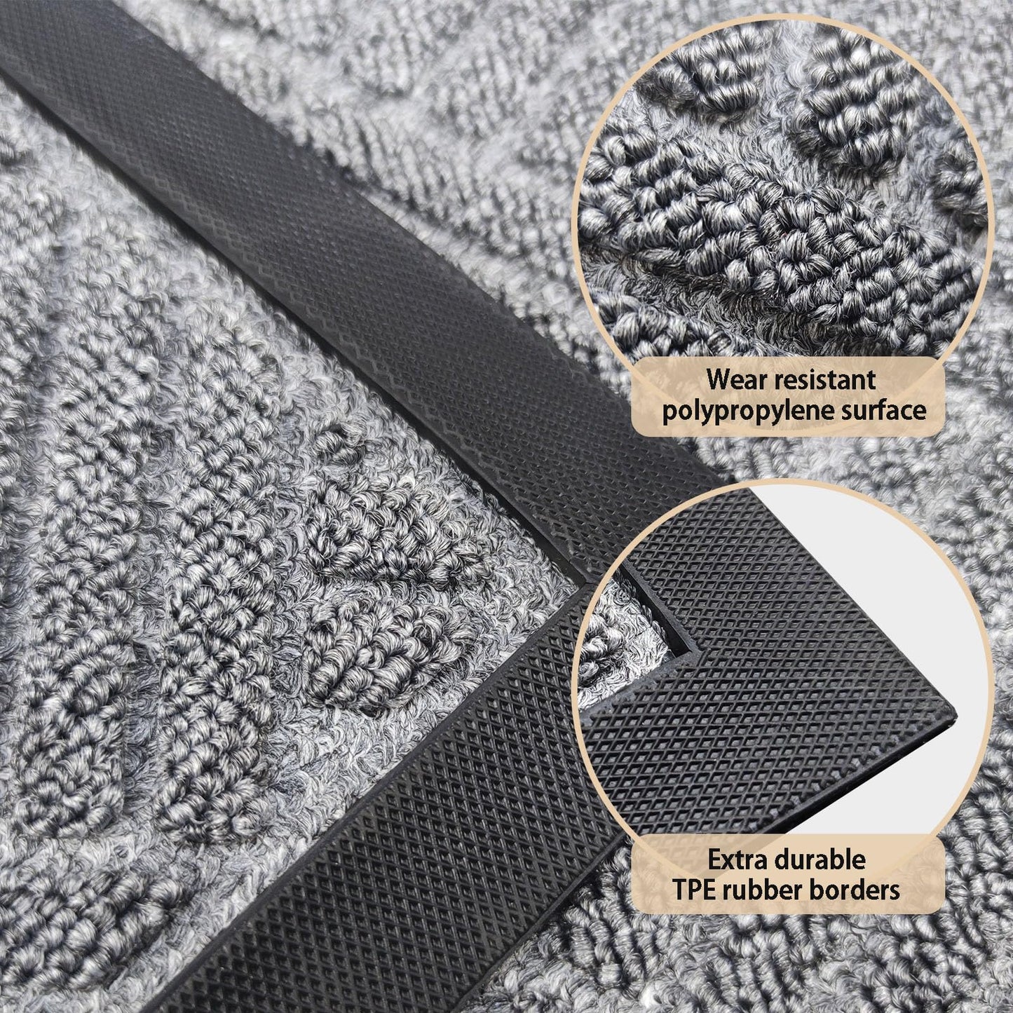 Fylyz Door Mat for Outdoor Indoor Entrance, Entry Mat Skidproof and Waterproof, Front Door Mats with Durable Non-Slip Backing. Grey, 24"x36"
