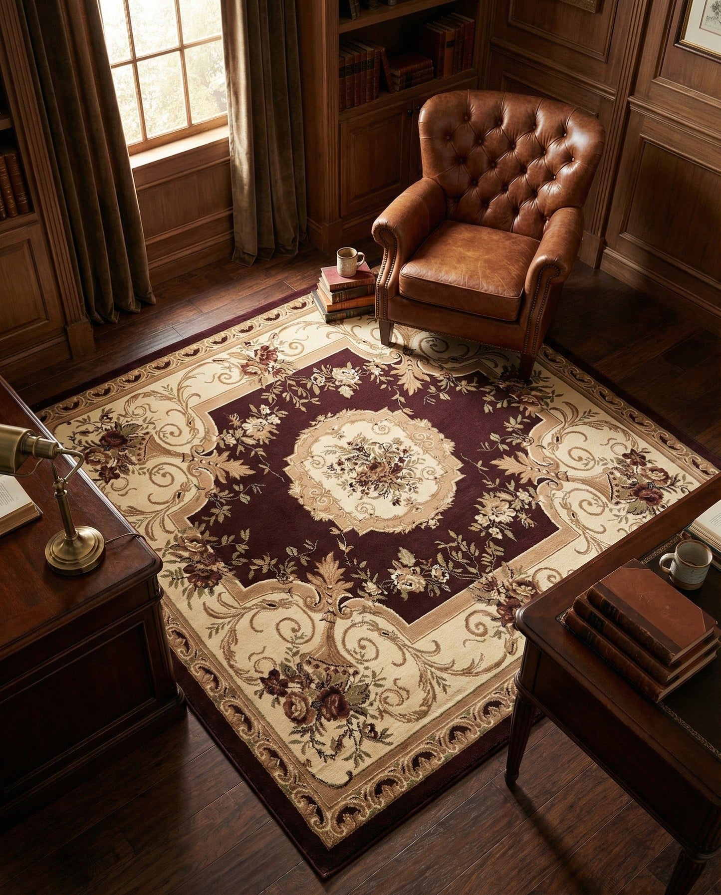 Rugs.com Chateau Collection Rug – 7' 10 Square Brown Medium Rug Perfect for Living Rooms, Kitchens, Entryways