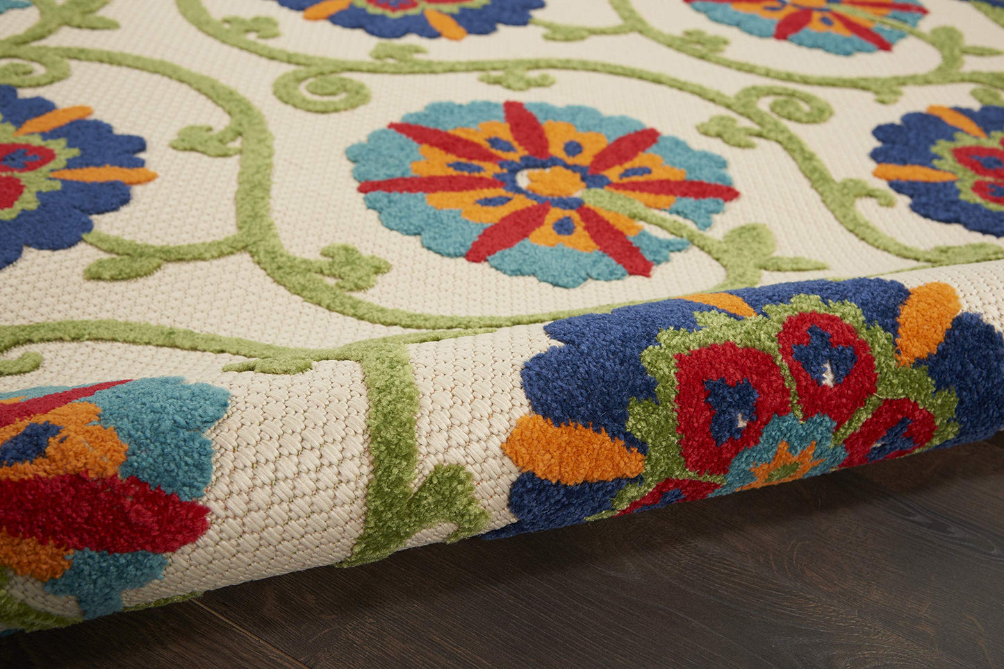 Nourison Home Aloha Blue Multicolor 3'6" x 5'6" Area Rug - Easy Clean, Non Shedding, Bed Room, Living Room, Dining Room, Kitchen (4' x 6')