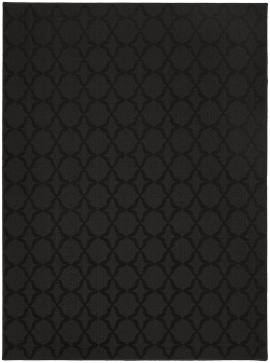 Garland Rug Sparta Non Slip Polypropylene 6 Ft. X 9 Ft. Black Area Rug- Ideal for Living Rooms & Hallways, Stylish & Durable for High-Traffic Areas