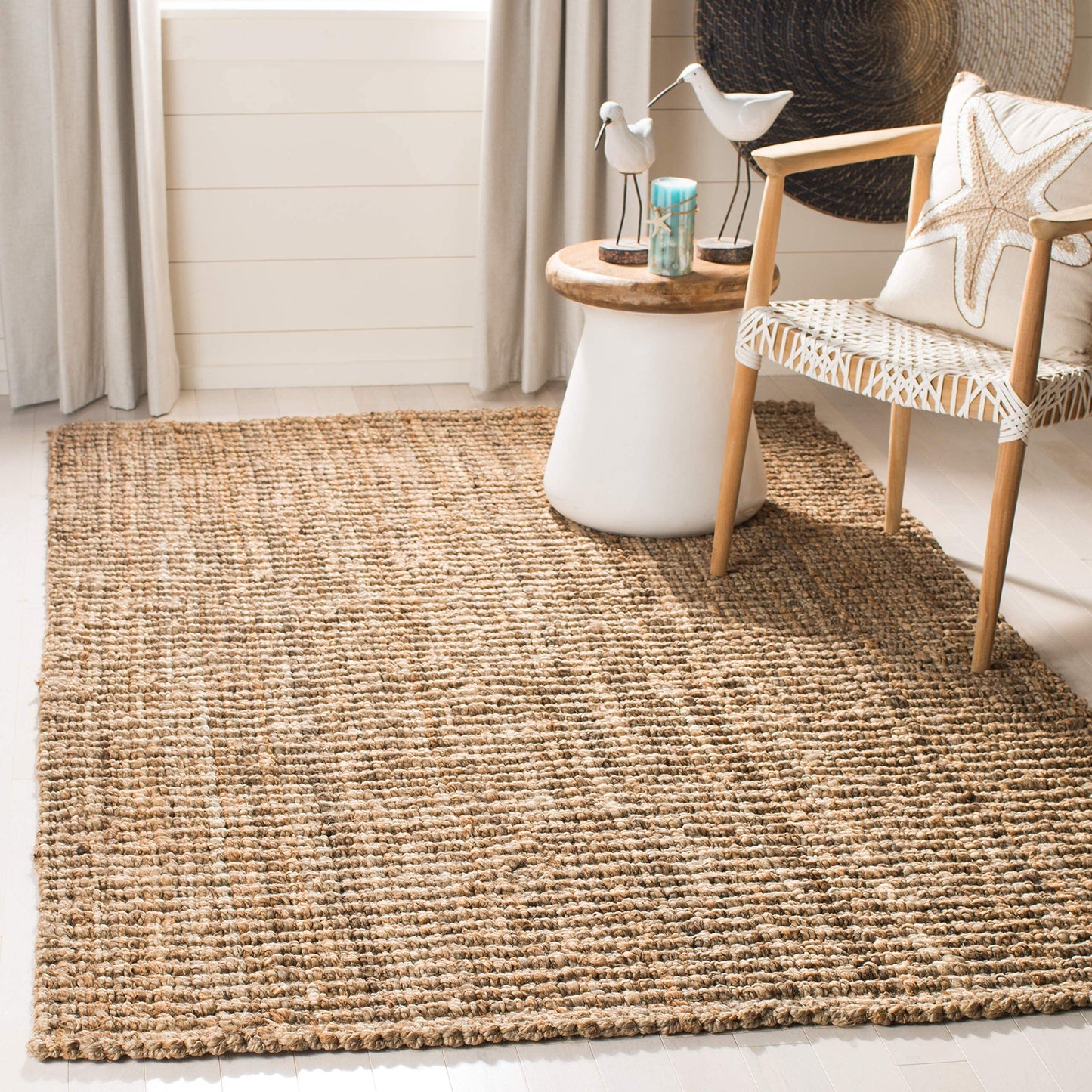 SAFAVIEH Area Rug 3x5 - Natural Fiber Collection - Natural Brown, Handmade Jute, Farmhouse Style, Chunky Textured Thick Pile (NF447A)