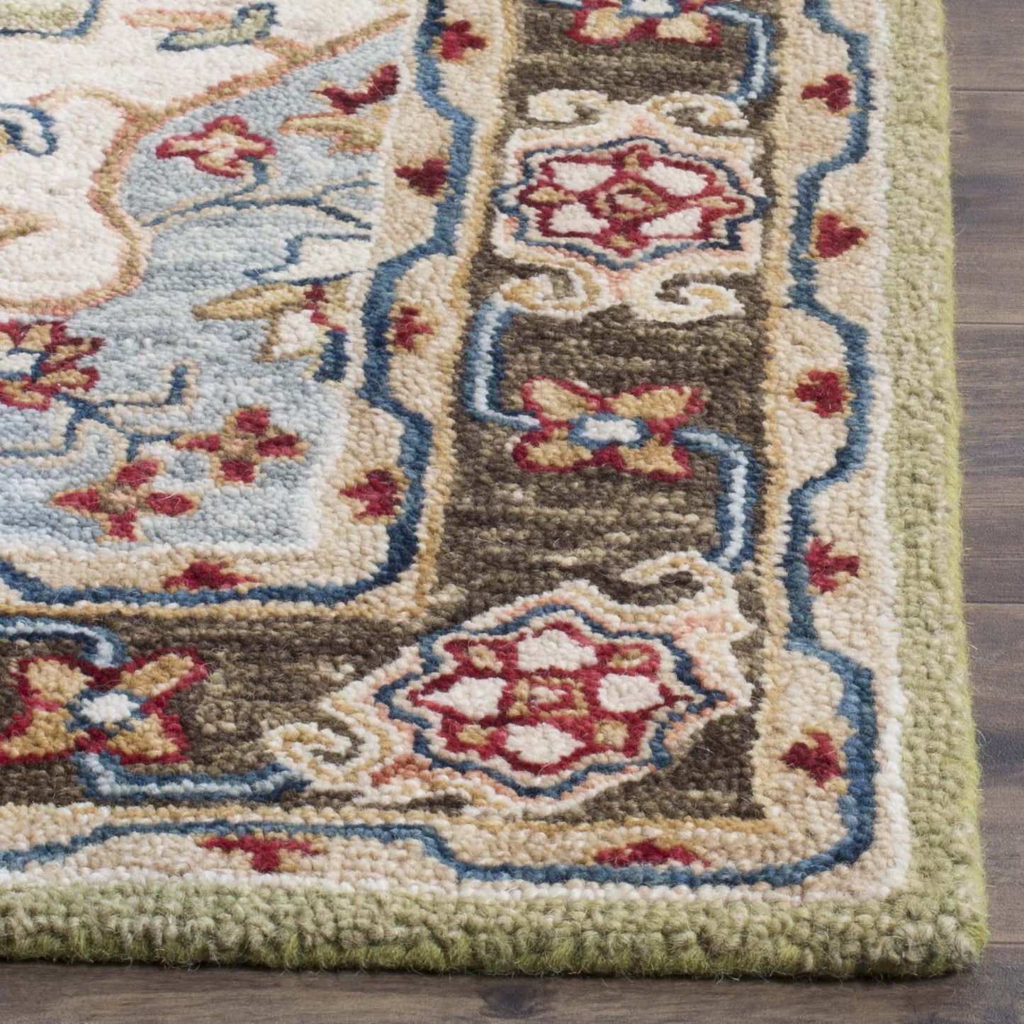 SAFAVIEH Aspen Collection Area Rug - 6' x 9', Sage & Brown, Handmade Boho Medallion Wool, Ideal for High Traffic Areas in Living Room, Bedroom (APN506A)