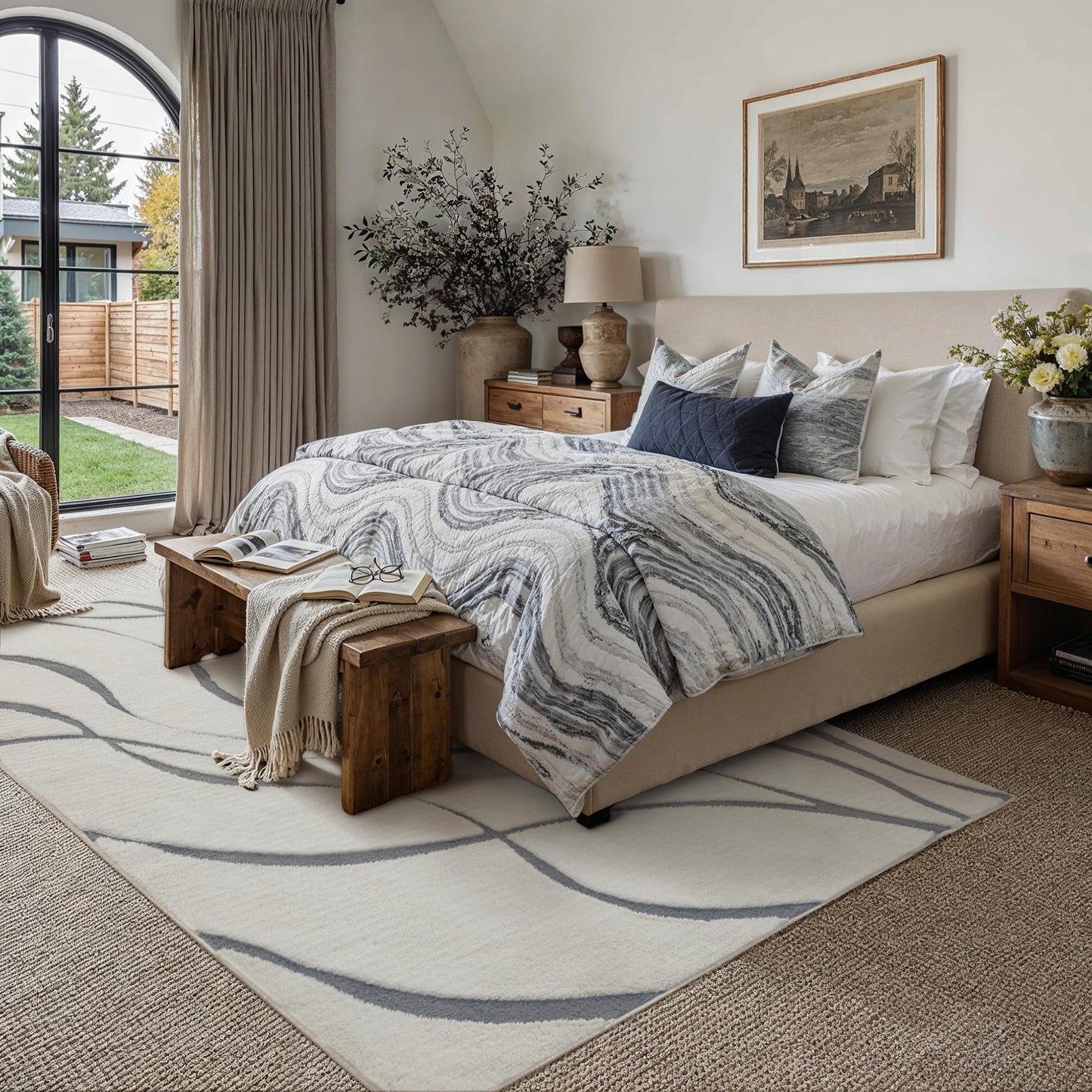 HUGEAR Shag Area Rug 6x9 Grey & Ivory Washable Living Room Bedroom Rug Non Slip Non-Shedding Soft Plush Medium Pile Large Throw Carpet for Home Office Aesthetic Modern Decor