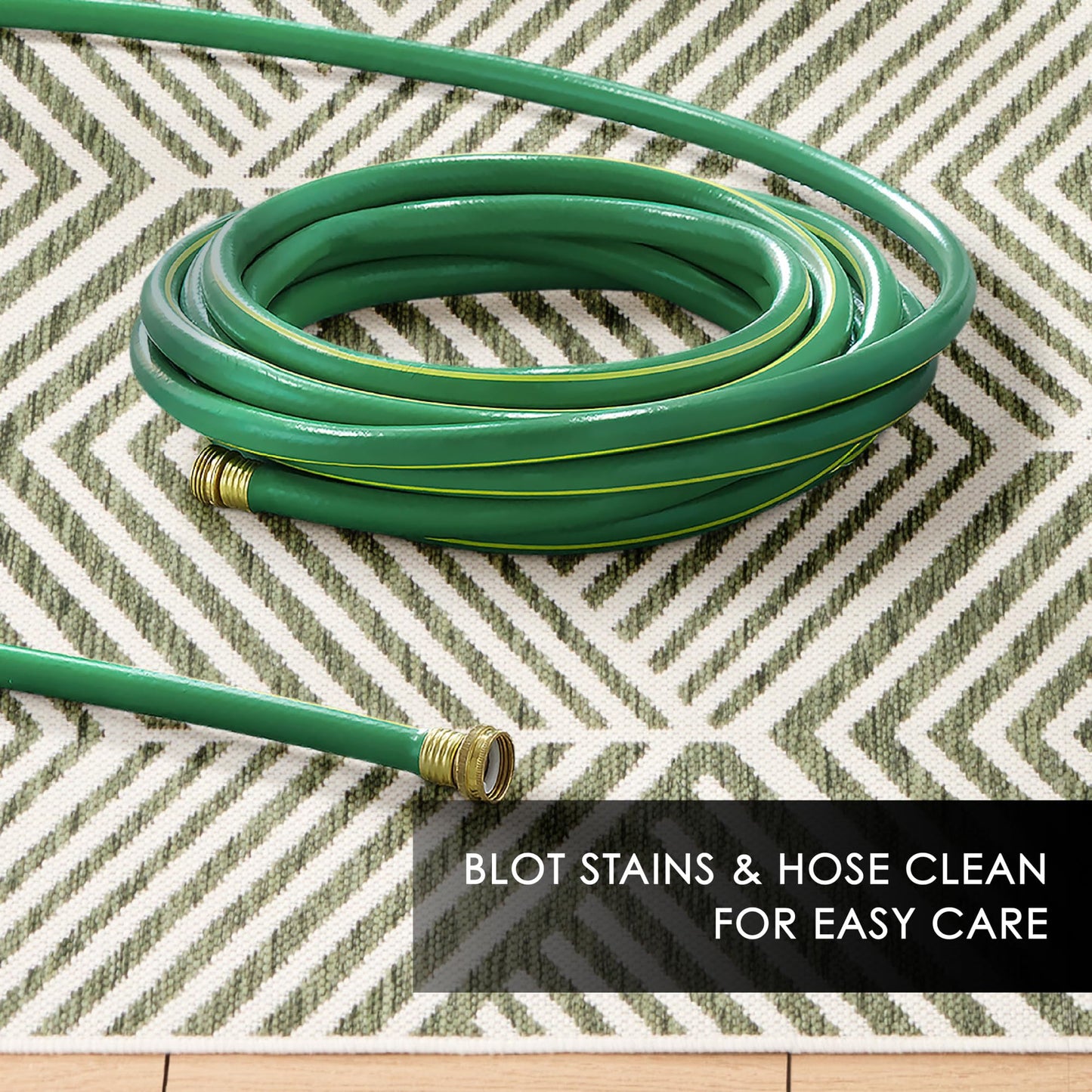Nicole Miller New York Patio Country Ombre Geo Indoor Outdoor Area Rug, UV Fade Resistant, Low Pile, Green/Cream, 3'11"x5'2"