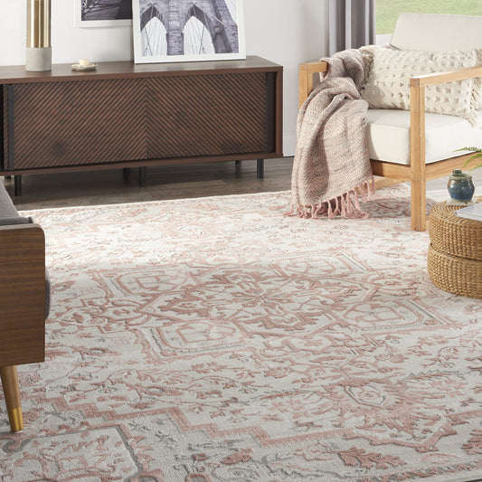 Nourison Home Elation Ivory Brick 7'10" x 9'10" Area Rug - Easy Clean, Non Shedding, Bed Room, Living Room, Dining Room, Kitchen (8' x 10')
