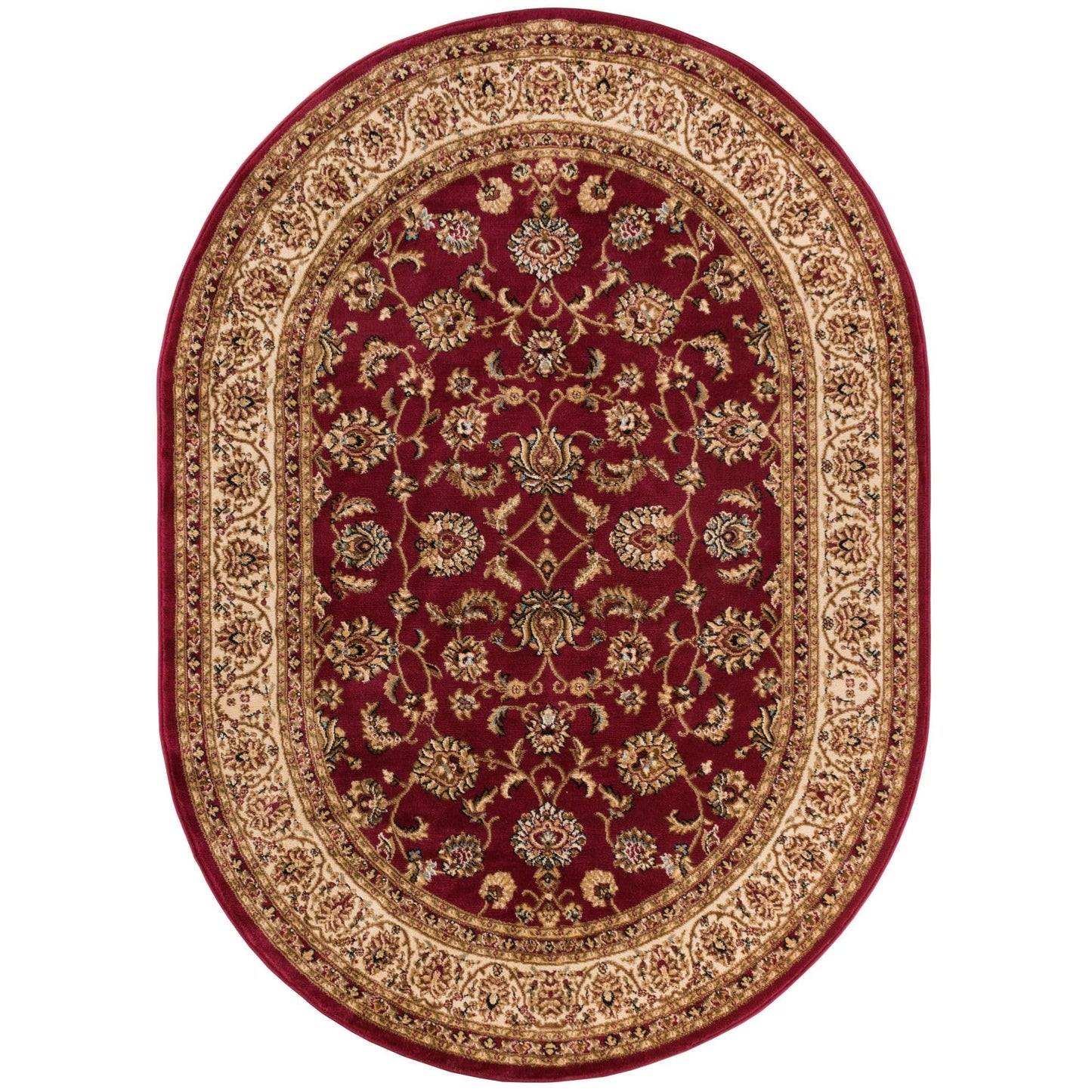 Well Woven Barclay Sarouk Red Traditional Area Rug 5'3" X 6'10" Oval