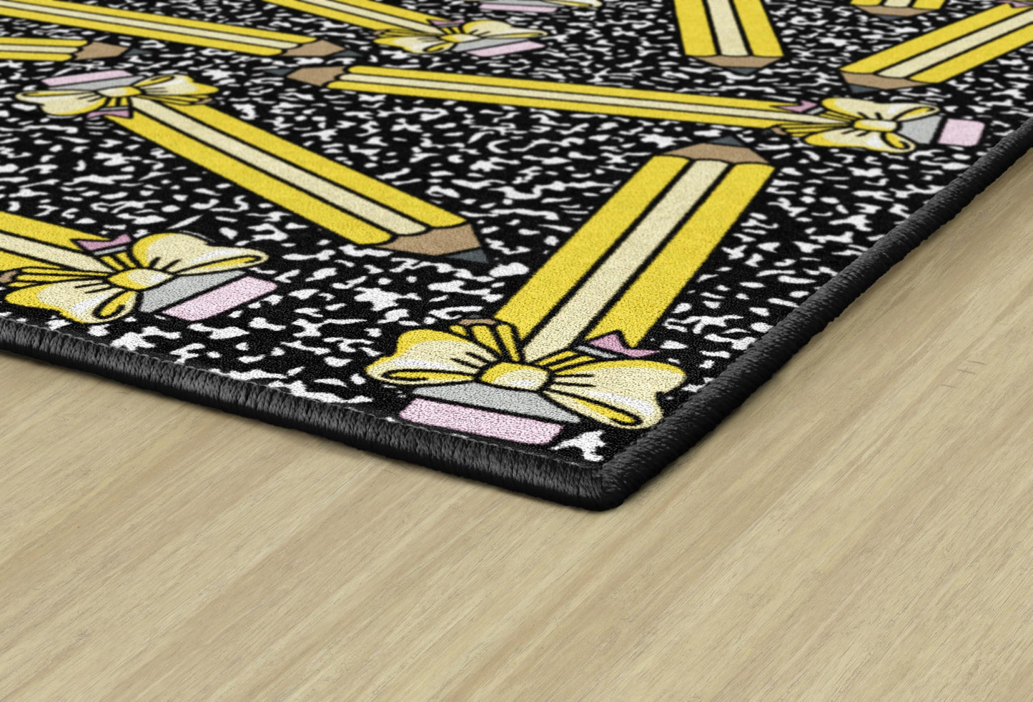 Flagship Carpets School Days Bow Pencils Educational Area Rug for Kids Room, Children's Classroom Rug for Teaching and Playroom, 5' X 7'6"