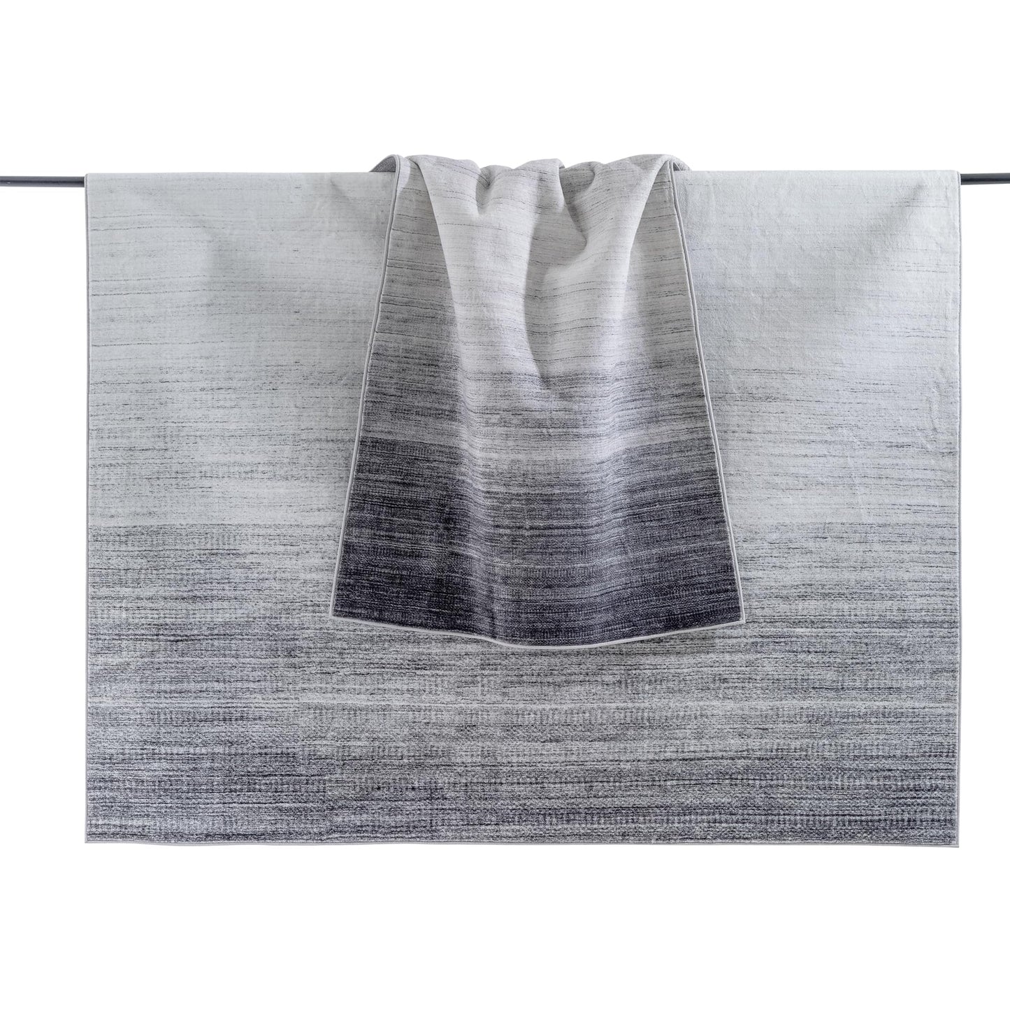 Carvapet 5x7 Ombre Grey Area Rug - Modern Low Pile Carpet Non Slip Rubber Backing, Washable Foldable Thin Decorative Living Room Rug for Bedroom