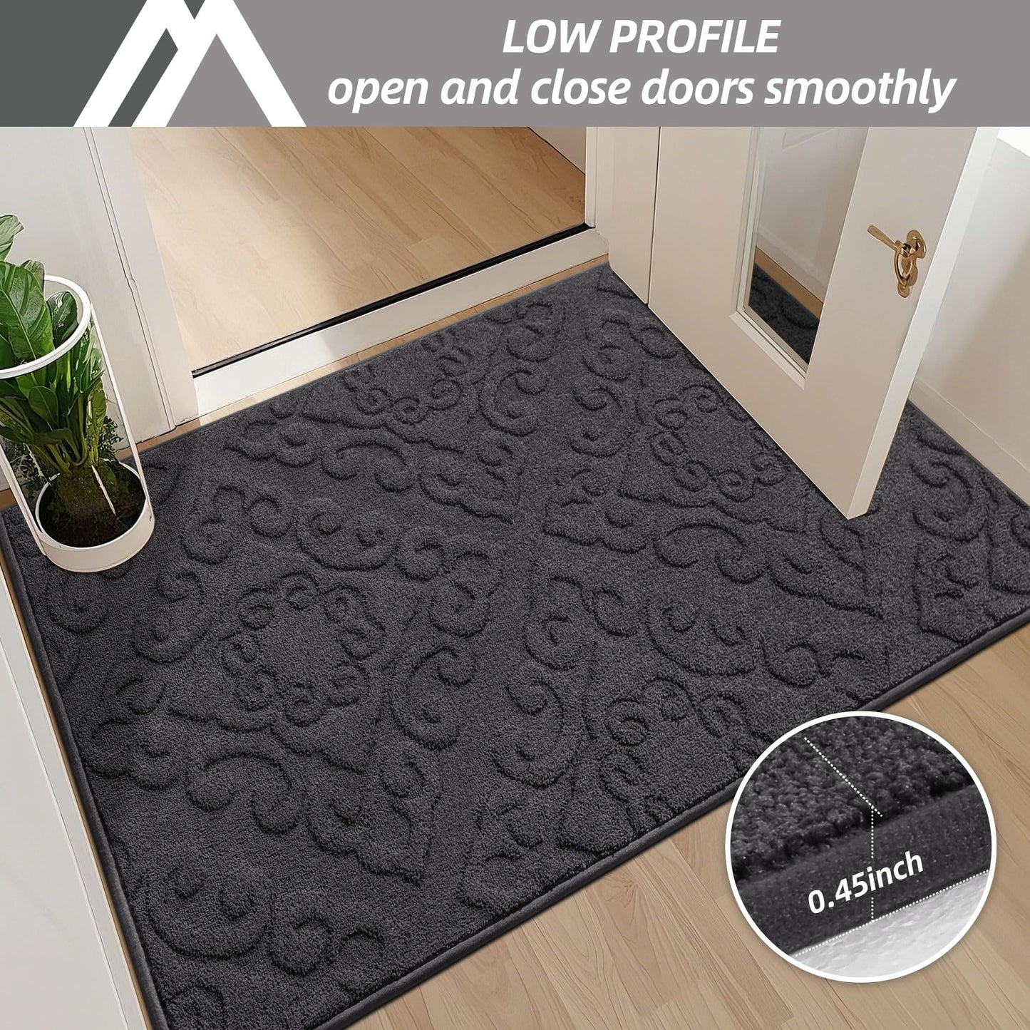 COSY HOMEER Dirt Trapper Door Mat, Absorbent Entry Rugs, 20"x32", Dark Grey